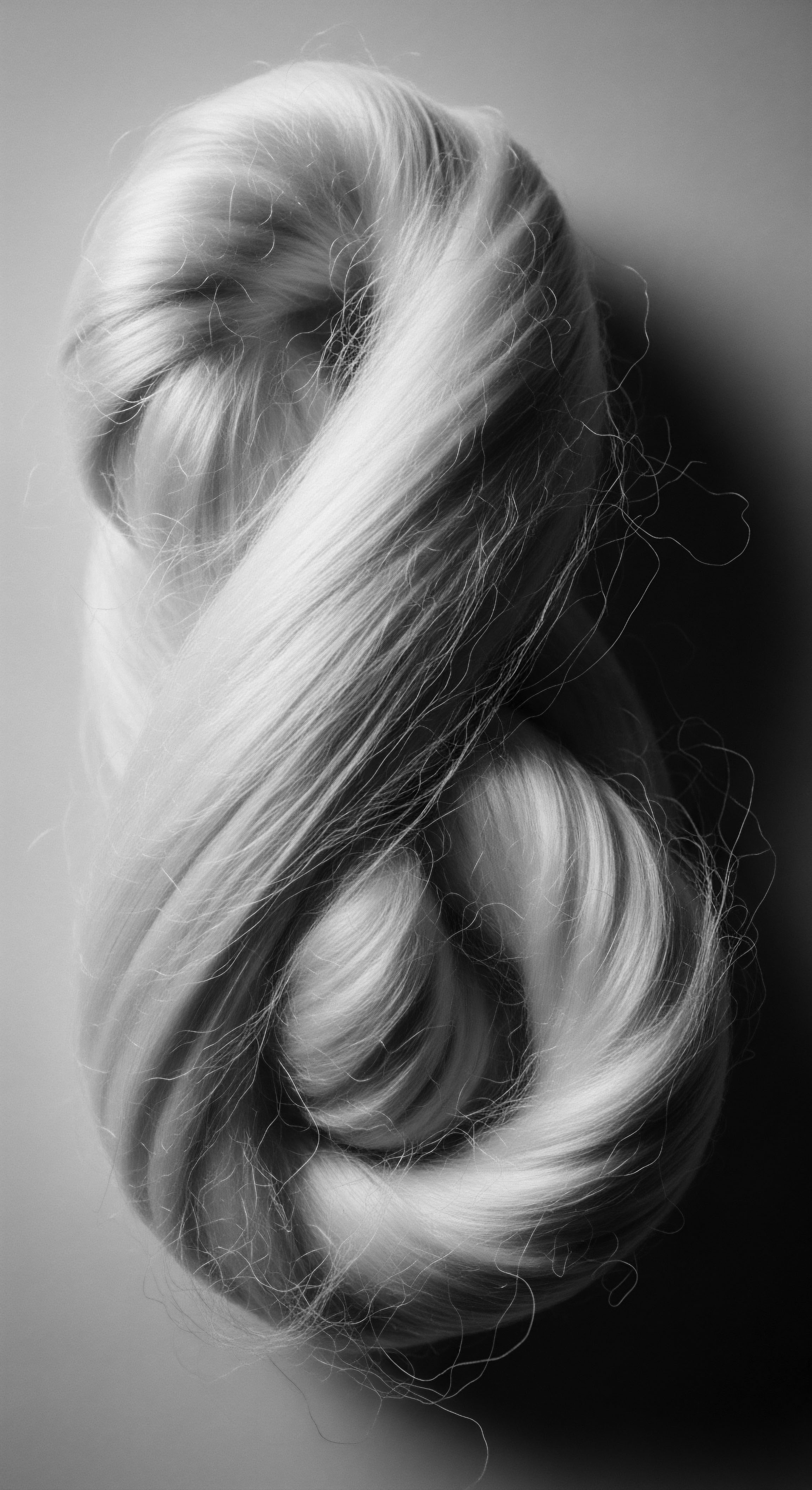 Abstract Monochromatic Study of Textured Hair’s Intricate Spring-like Formations and Patterns The tightly coiled hair form, presented in stark monochrome, celebrates heritage while highlighting the intricate patterns and inherent beauty. Emphasizing holistic care and ancestral practices, the play of light and shadow accentuates the hair's natural texture, promoting an appreciation for Black hair's aesthetic.