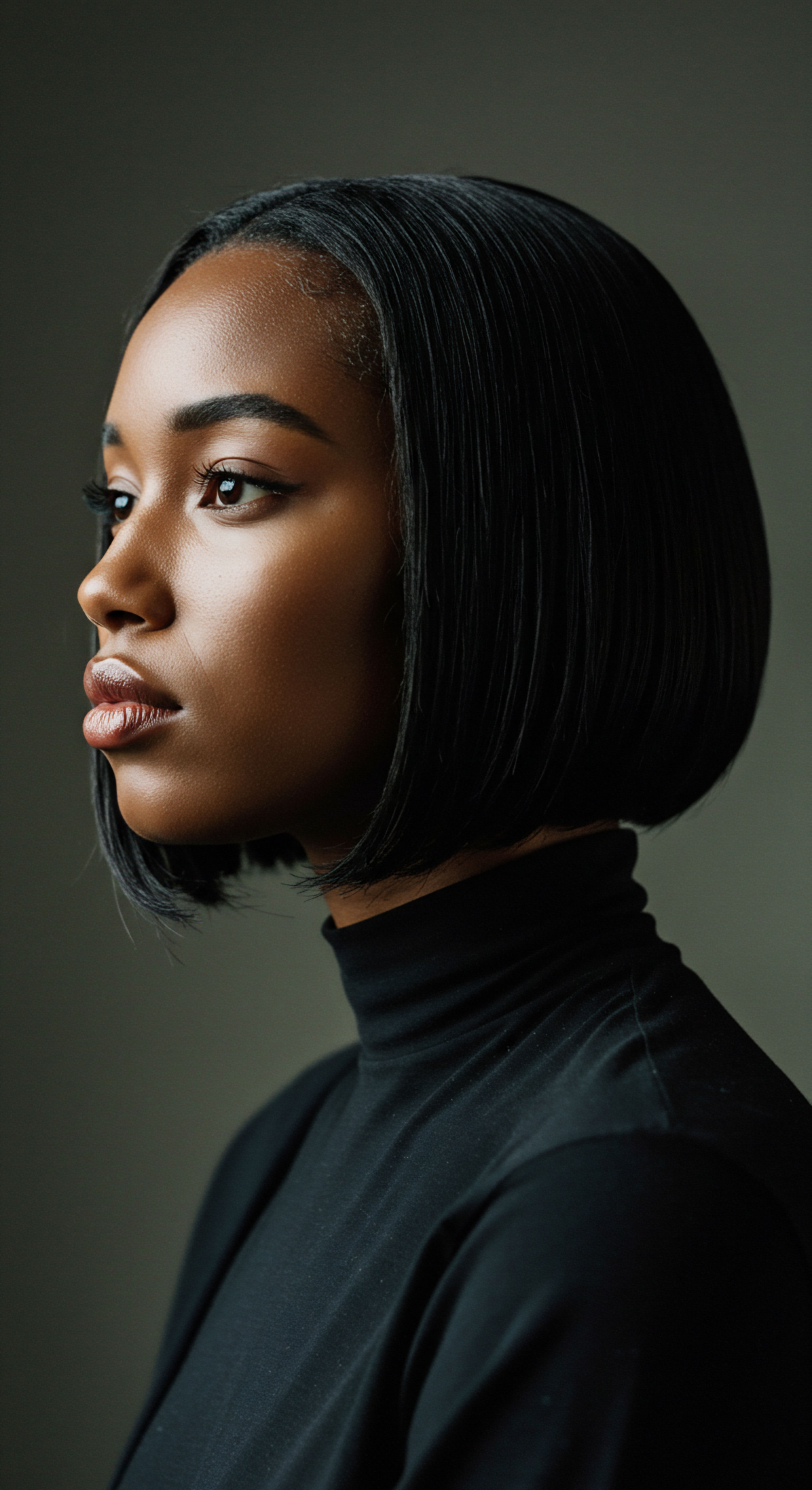 Achieving Silk Press Perfection on Textured Hair for Optimal Shine Showcasing the mastery of healthy thermal styling, this image features a stunning silk press bob on natural black hair. The luminous, frizz-controlled texture highlights precision styling, effective hydration for melanin-rich strands, and impeccable hair care, celebrating the versatility and inherent beauty of diverse hair patterns within heritage-inspired transformations.