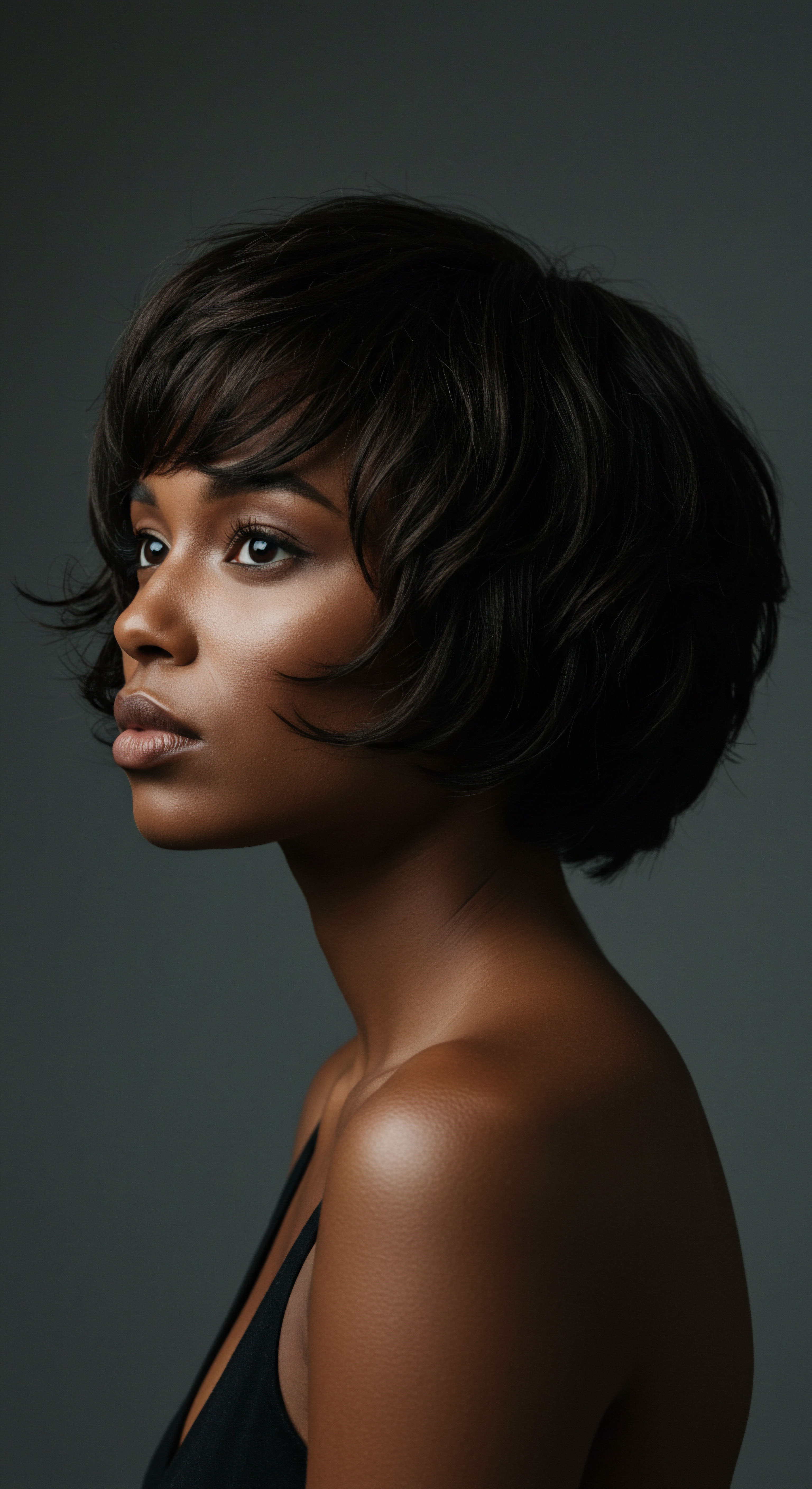African Diaspora Textured Hair Celebrating Heritage Through Voluminous Styles This compelling portrait reveals dark, voluminous textured hair expertly styled on luminous melanated skin, radiating incredible shine. It embodies healthy black hair, emphasizing optimal hydration, natural elasticity, and resilient strand integrity stemming from diligent haircare. It powerfully champions mixed-race hair heritage.