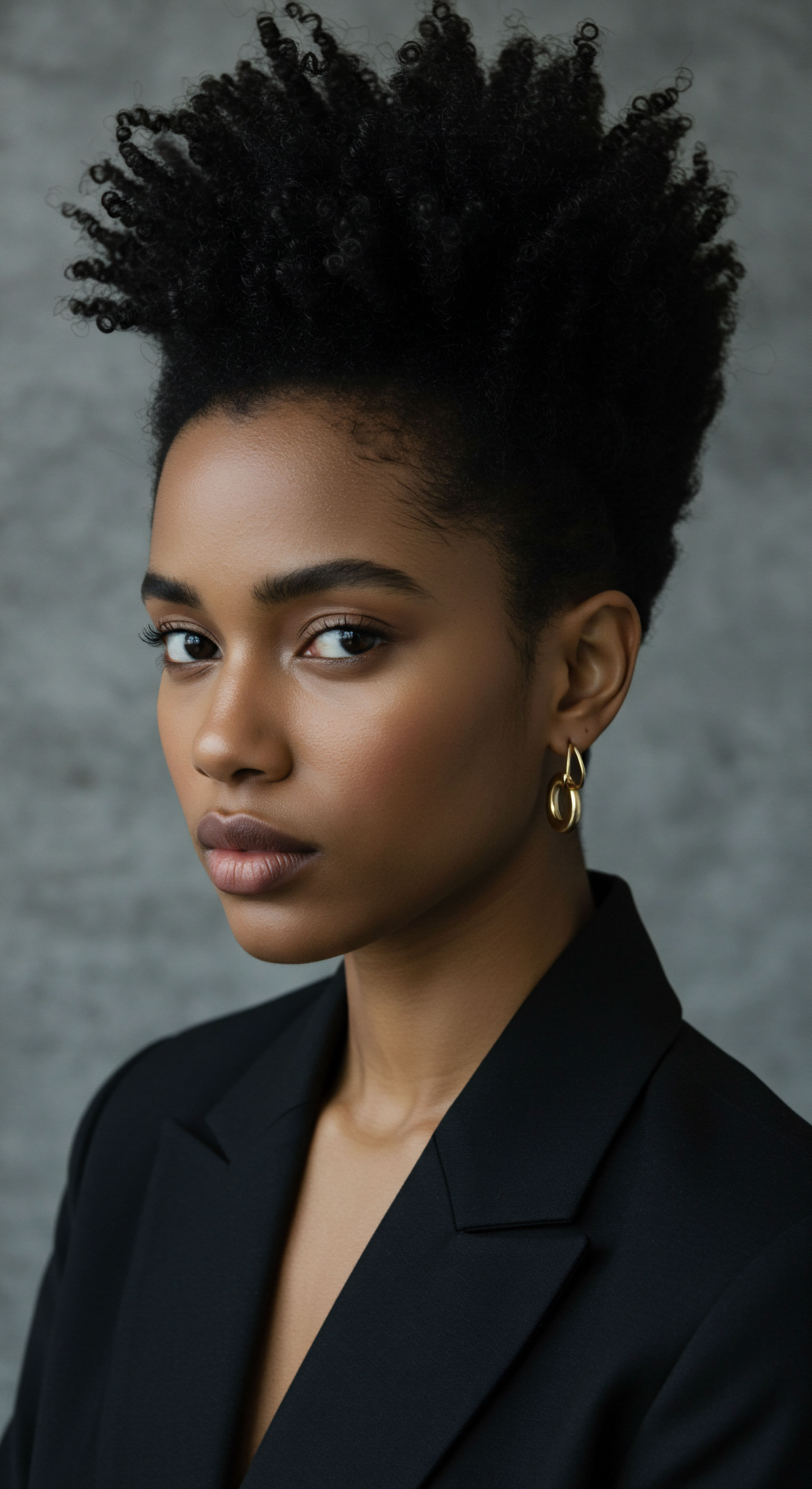 Afro-Textured Coily Pattern Defining Heritage And Hydration Highlighting stunning resilience, her voluminous Afro-textured coily pattern radiates health and optimal hydration. This natural styling showcases exquisite definition and balanced porosity, celebrating deeply rooted textured hair heritage and expert care practices.