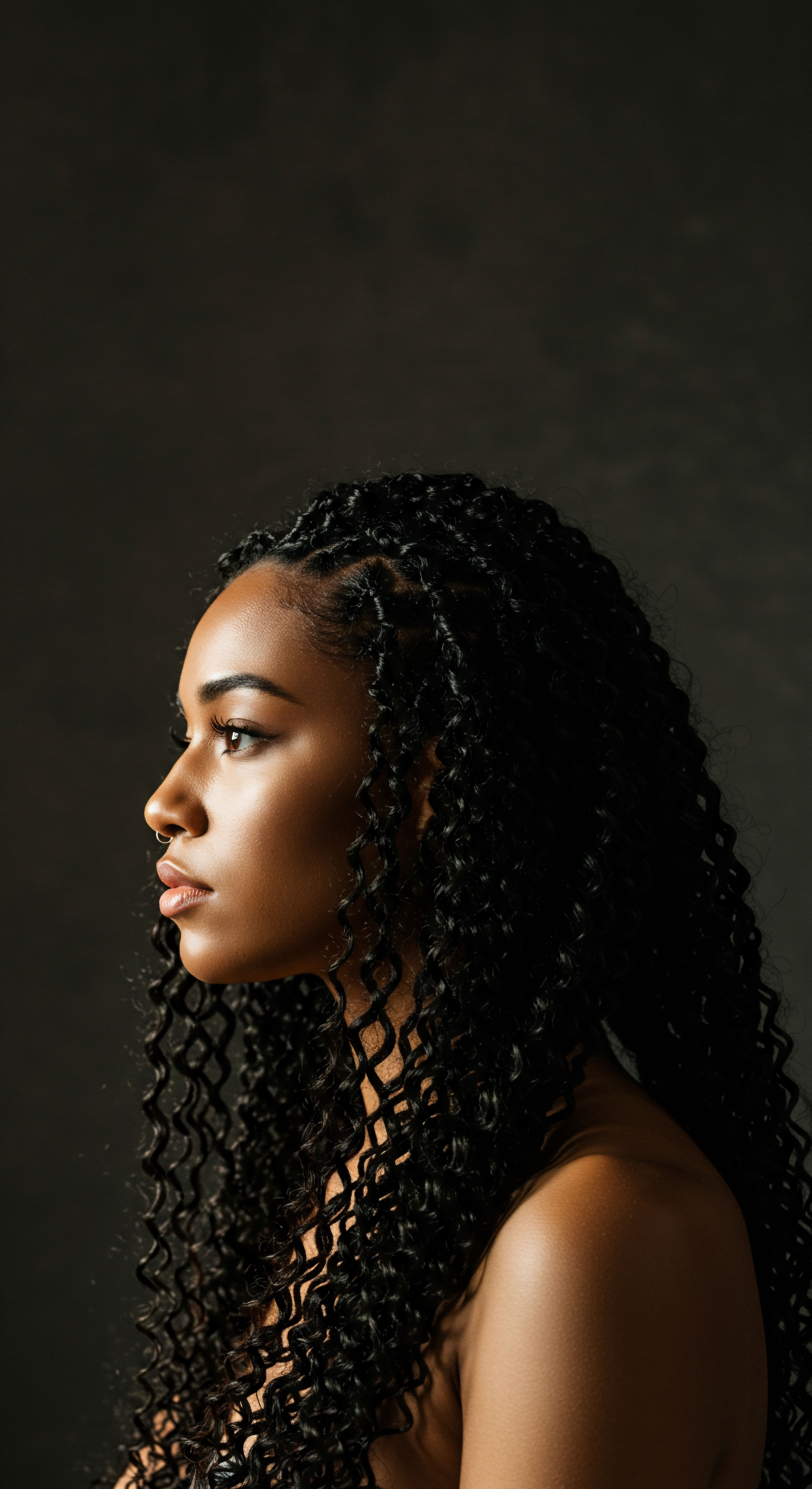 Beautiful African Diasporic Coils Exemplifying Intentional Styling And Heritage Care A captivating profile highlights defined black helical patterns, showcasing resilient multi-textured hair. This expert protective styling exemplifies advanced care for optimal moisture retention and fiber strength. A powerful ode to mixed-race heritage, reflecting vibrant scalp health and natural pattern artistry.