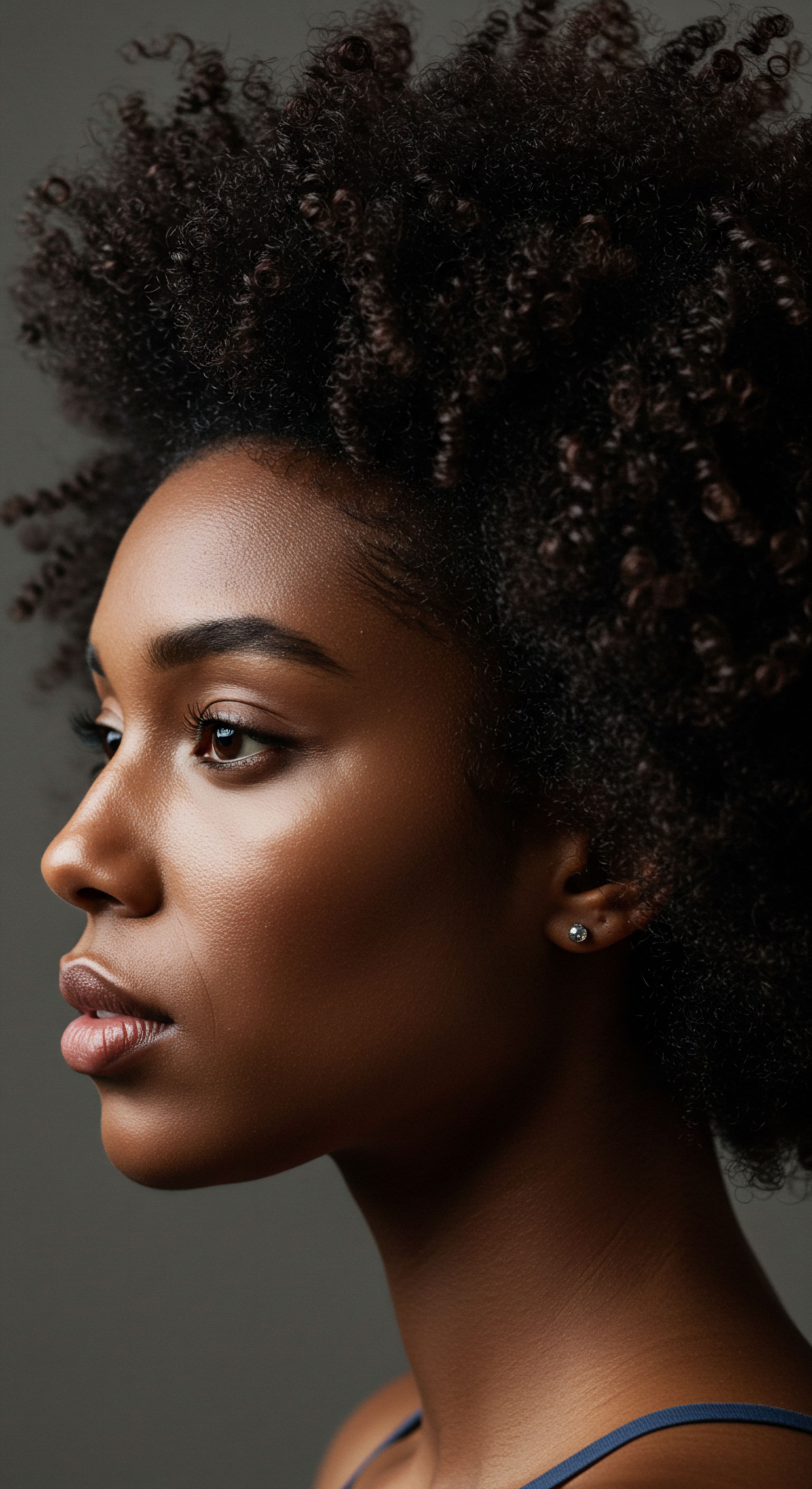 Celebrating Natural Coily Hair Identity Roothea Heritage Hair Care A captivating profile showcases the radiant beauty of high-density coily textures, indicating robust natural hair health. This vision embodies meticulous hair care for Black and Mixed-Race Hair, reflecting deep cultural heritage, graceful styling, and timeless resilience.