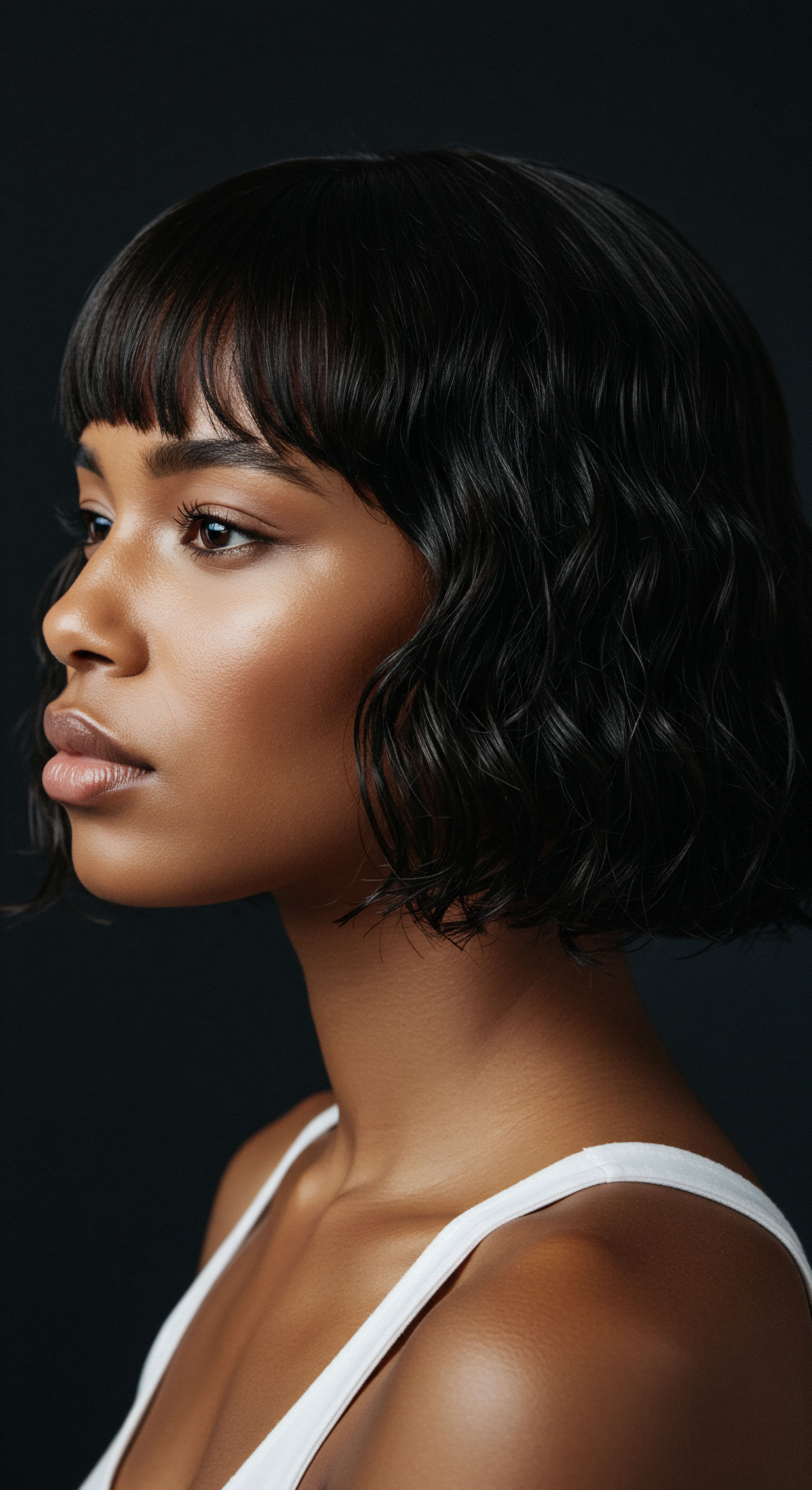 Celebrating Natural Textured Hair Heritage With Expert Hair Care Styling A captivating profile reveals luminous skin and textured hair. Defined waves and coily patterns exhibit strand resilience, brilliant luster, and robust moisture retention. This signifies meticulous Black Hair care, sophisticated styling, and proud mixed-race hair heritage.