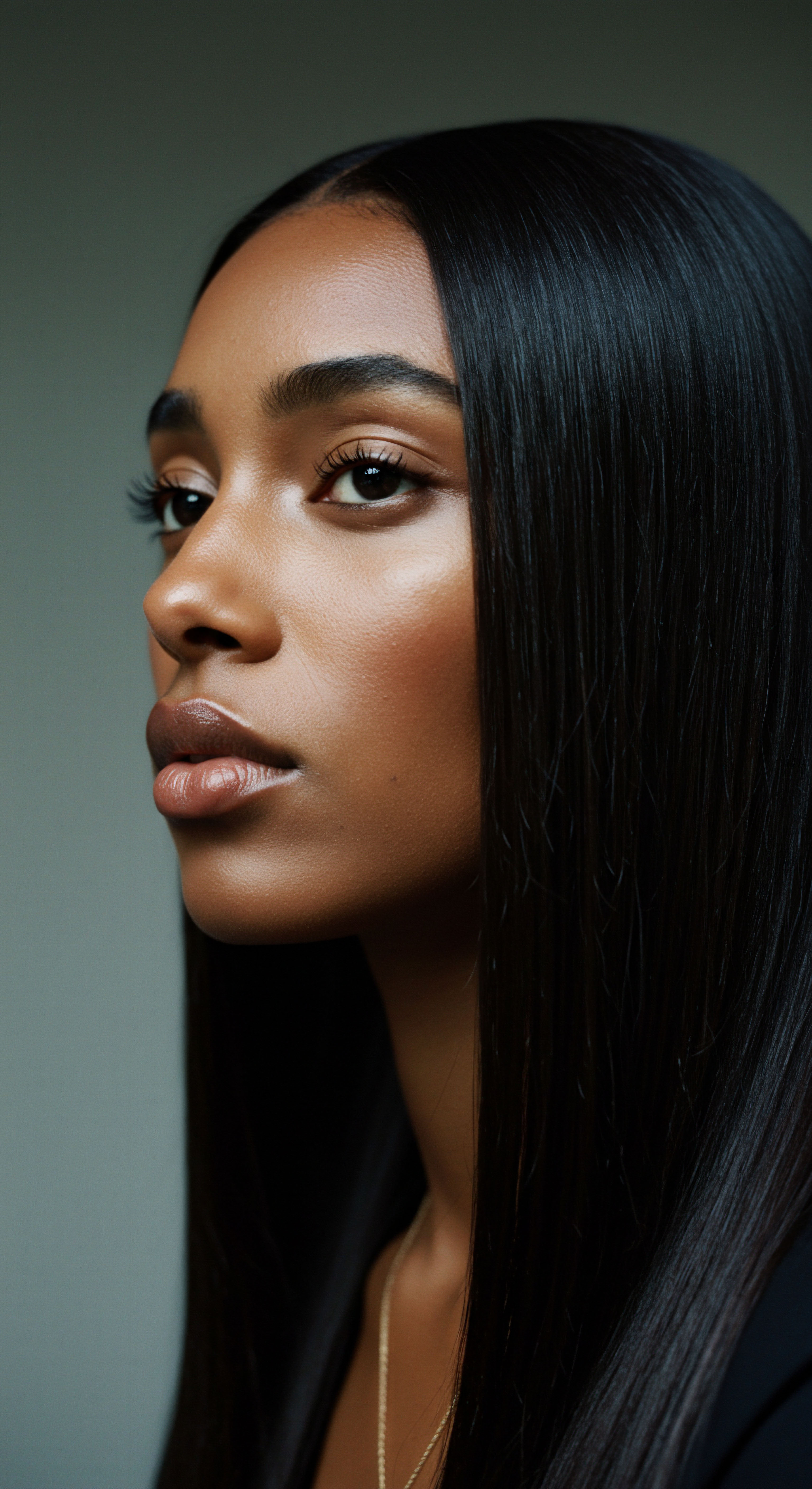 Cultivating Flawless Straightness in Diverse Melanin Hair Patterns for Elegant Styling This elegant profile showcases exceptionally smooth melanin-rich hair. A testament to meticulous thermal styling, its radiant sleek finish reflects superior fibre integrity and optimal moisture retention, highlighting dedicated care for inherent hair patterns and diverse heritage.