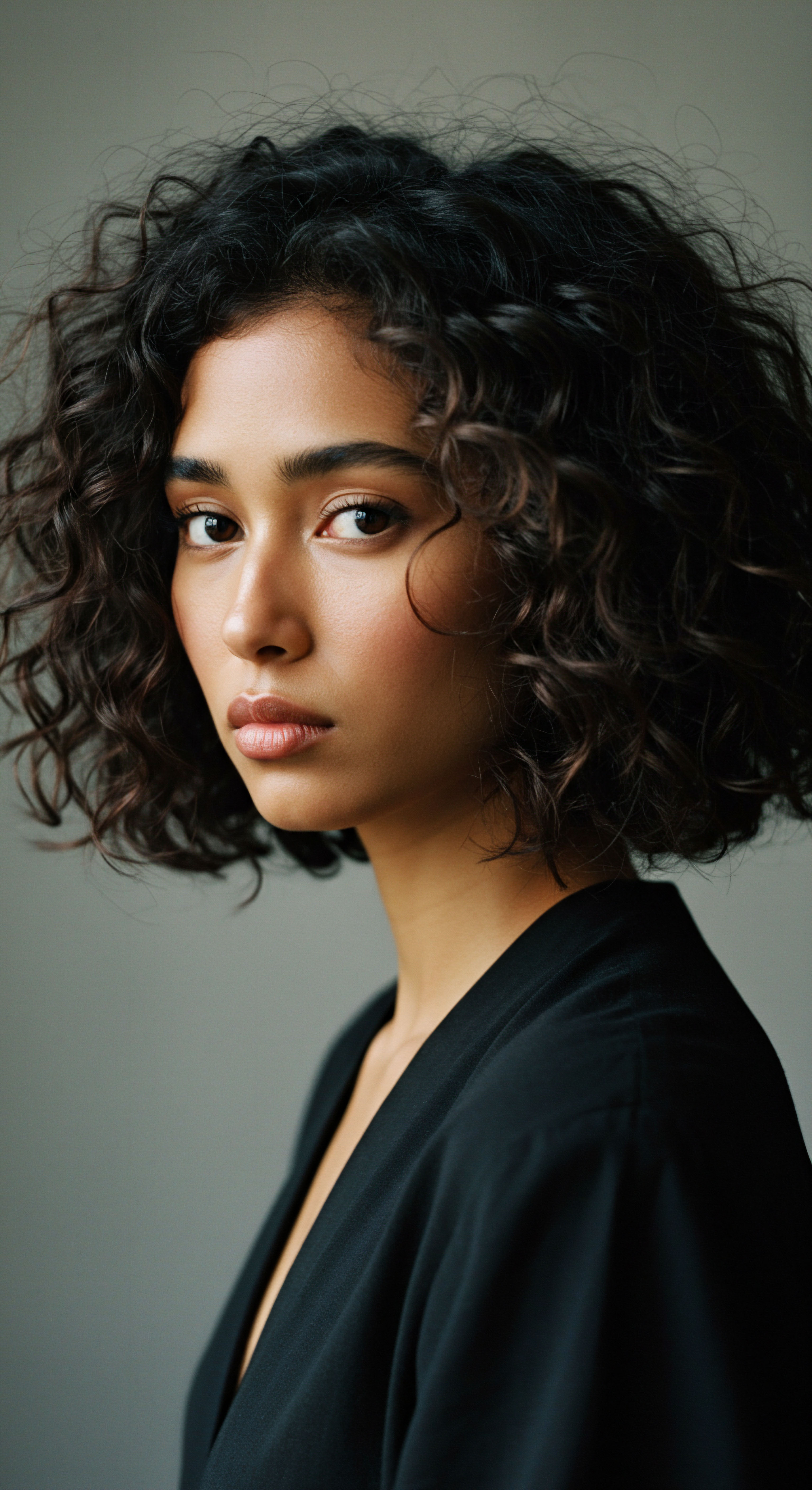 Deeply Hydrated Coily Hair Exemplifying Ancestral Afro-Texture Resilience This compelling portrait highlights a mixed-race individual's deeply hydrated, voluminous coily Afro-texture. Defined spring patterns reflect expert hair care, showcasing optimized moisture retention and ancestral beauty. It’s an inspiring testament to resilient hair and thoughtful styling choices, embodying natural heritage.