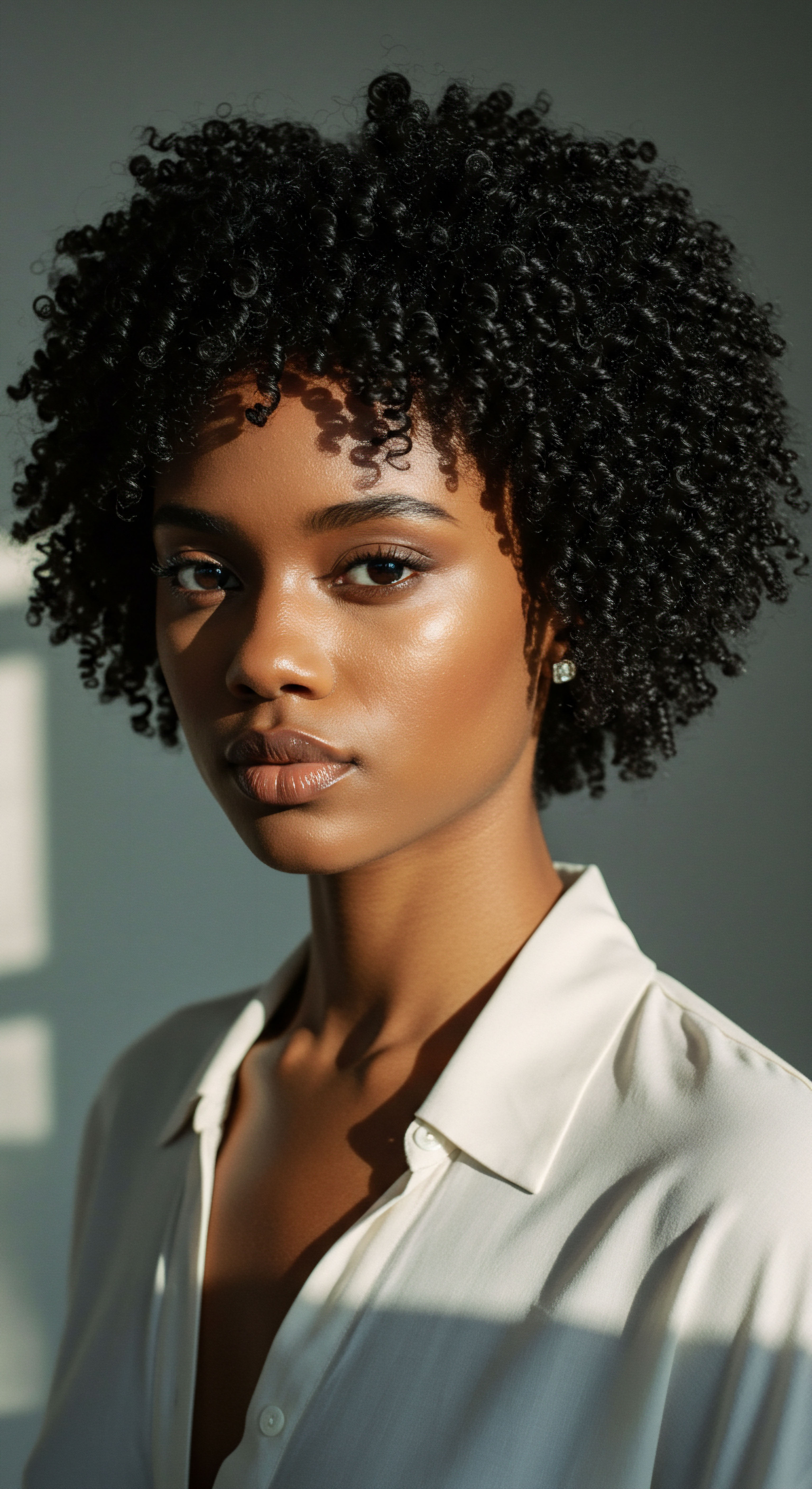 Defined Coil Pattern Exemplifying Textured Hair Health and Style Integrity Celebrating ancestral practices, her high-density coil patterns are sculpted to perfection, showcasing exceptional moisture retention and springy helix definition. This vibrant volumetric shaping affirms natural texture health, reflecting meticulous care in promoting strand elasticity and overall hair integrity for lasting style.