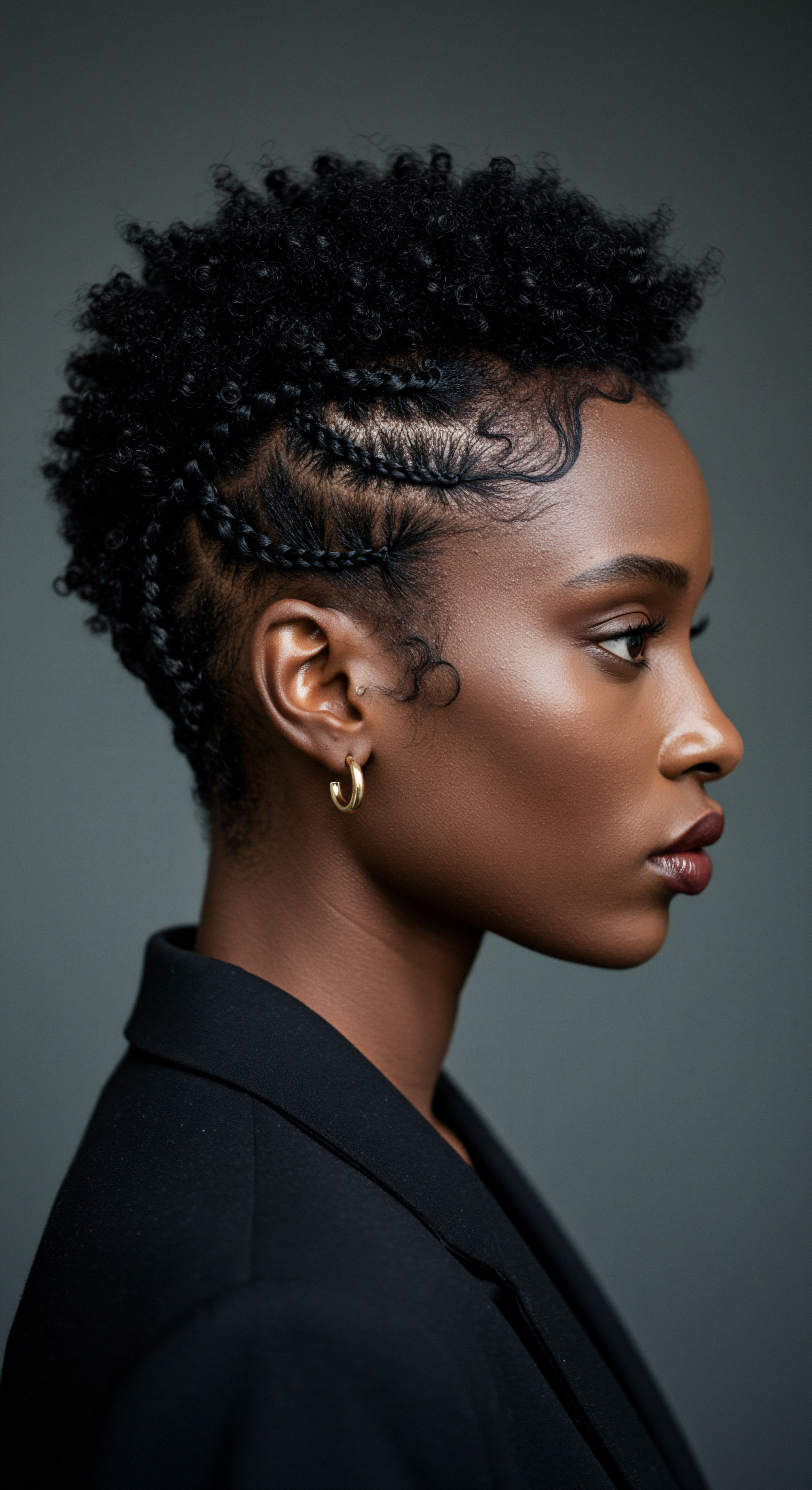 Elegant Precision Braiding Showcasing Natural Coily Pattern and Hair Resilience Showcasing impeccable precision styling, this image features meticulously executed flat twists transitioning into naturally resilient coily texture with radiant sheen. The delicate edge laying underscores strand health and product efficacy, achieving a polished look. This embodiment of heritage styling exemplifies advanced hair care and low manipulation, celebrating the natural pattern's vibrant dimension and superb moisture retention.