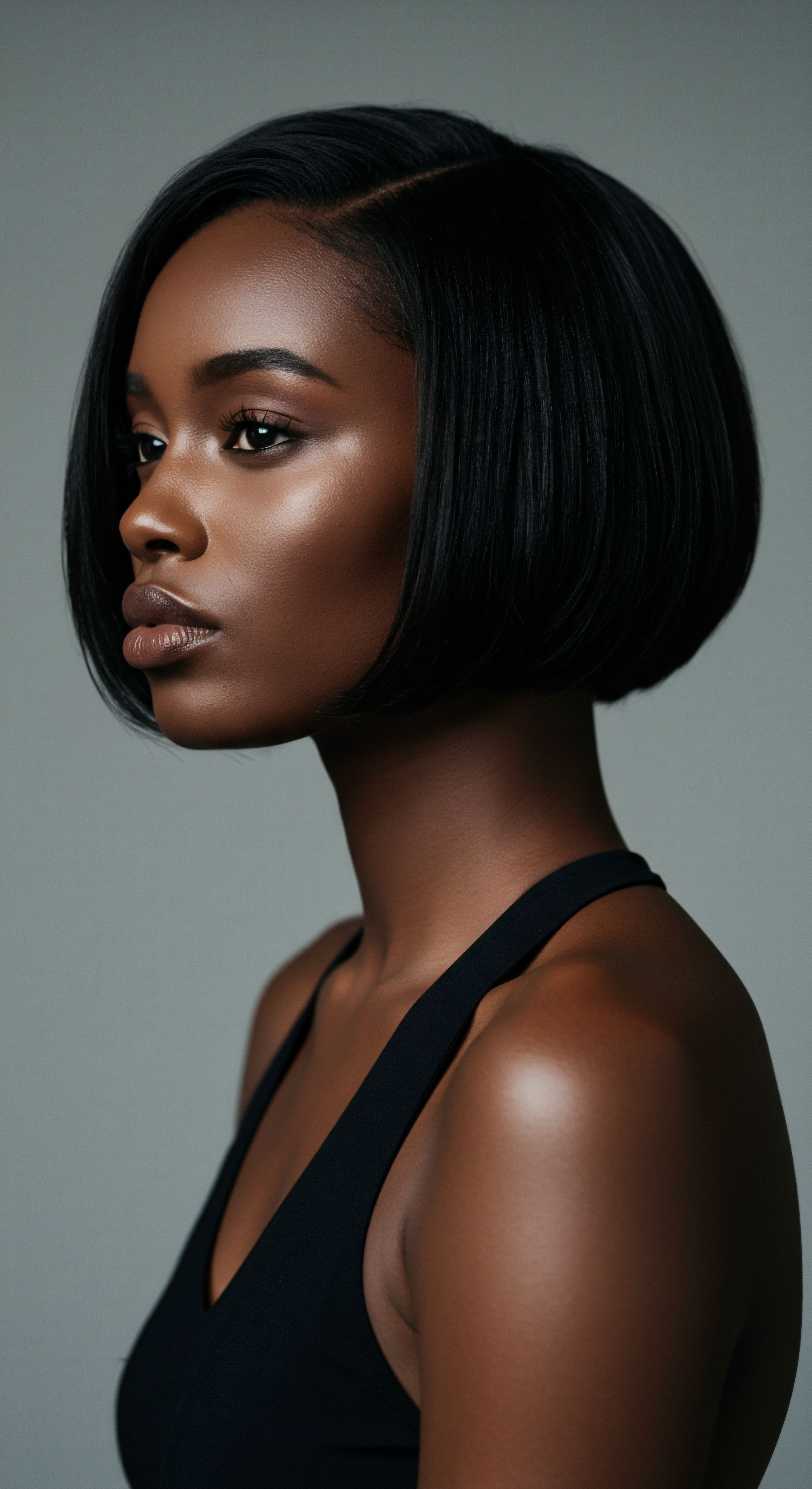 Elevated Silk Press Definition on Naturally Textured Strands This profile captures a stunning Black hair transformation, showcasing an impeccable silk press on naturally textured strands. The vibrant shine signals superior hydration and porosity balance, results of diligent hair care practices. This precision cut demonstrates master styling techniques, upholding hair health and celebrating the profound heritage of ancestral styling versatility within modern aesthetics.