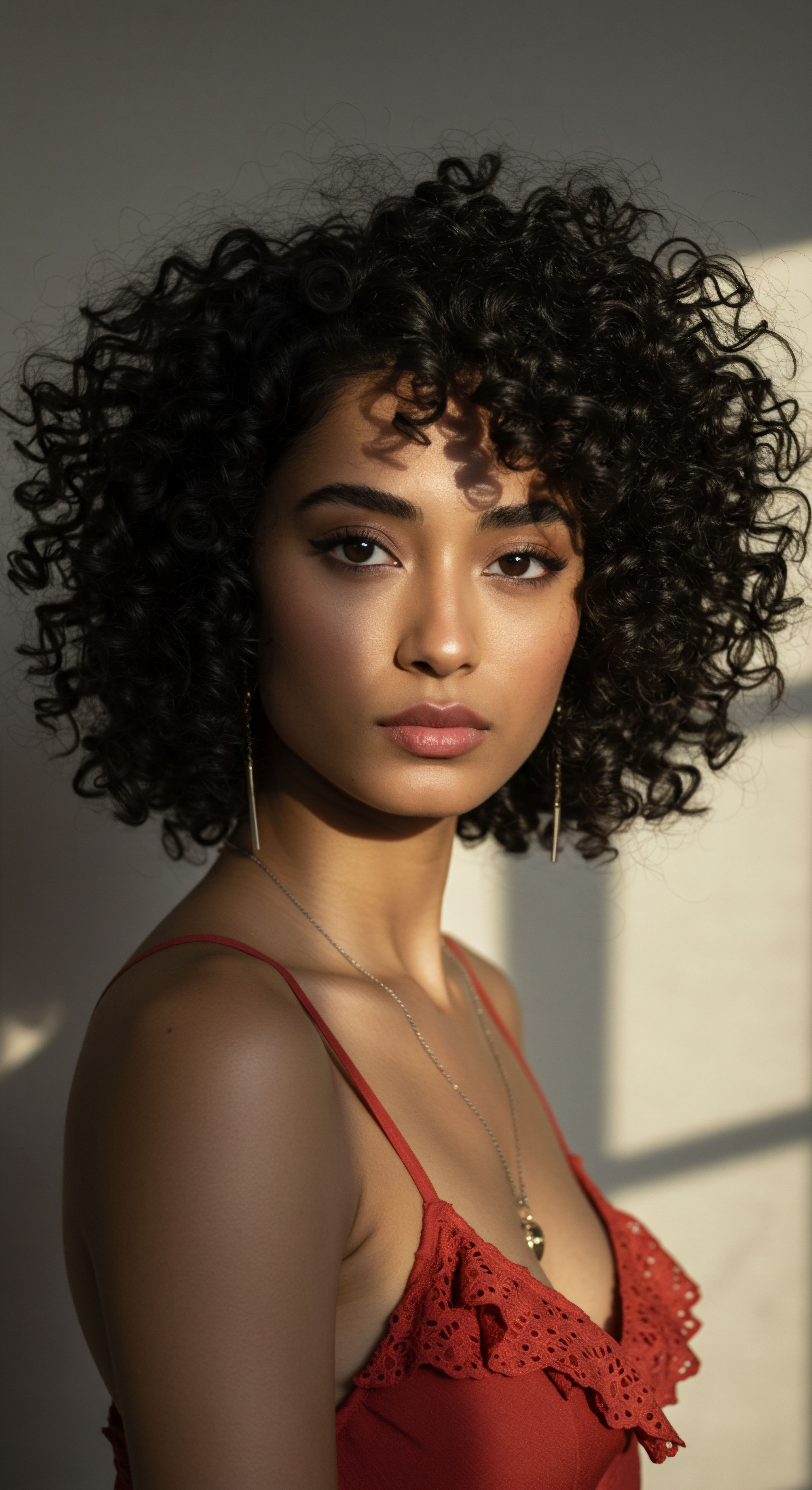 Embracing Mixed-Race Coily Hair High Density Texture Holistic Care Radiance This portrait features an individual showcasing voluminous, naturally coily hair. Intentional lighting highlights remarkable pattern definition, indicating excellent hydration retention. Her serene gaze embodies authentic heritage, celebrating diligent scalp health and meticulous styling practices, emphasizing intrinsic beauty and radiant care results.