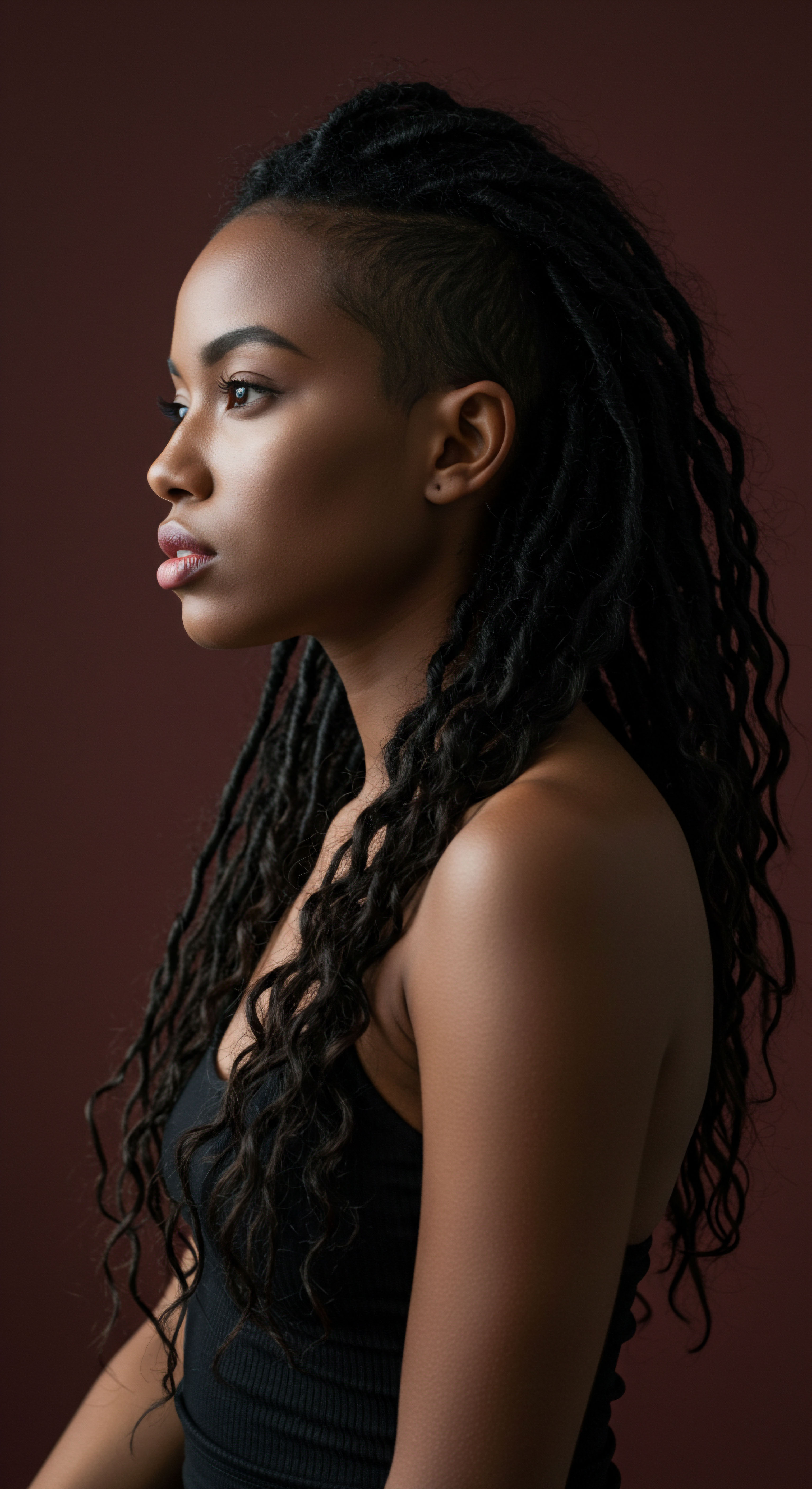 Empowering Portrait Highlighting Textured Hair Resilience Cultural Styling Artistry This compelling portrait celebrates the intentional beauty of defined dreadlocks, a versatile protective style embodying deep Black and Mixed-Race hair heritage. Her meticulous approach supports optimal scalp health, profound moisture retention, and remarkable length retention, showcasing stunning natural patterns, hair vitality, and innovative personal styling choices.