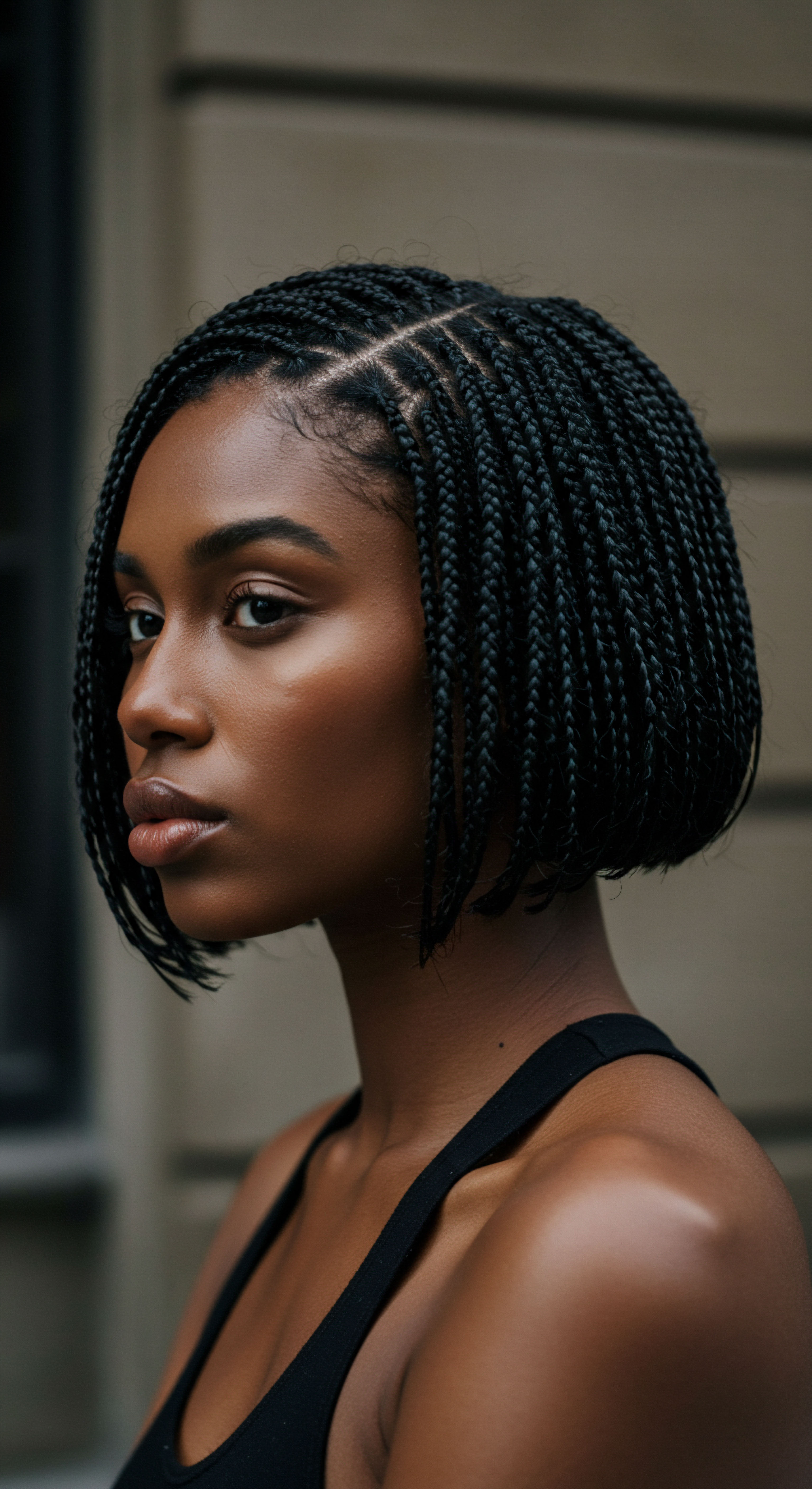 Expert Braiding African Diasporic Hair Pattern Resilience Styling These elegant box braids offer a masterful example of protective styling, nurturing scalp health and preserving kinky coil patterns. This ancestral braiding technique exemplifies cultural heritage, promoting low manipulation and long-term textured hair resilience. A true testament to thoughtful Black hair care and artful manipulation.