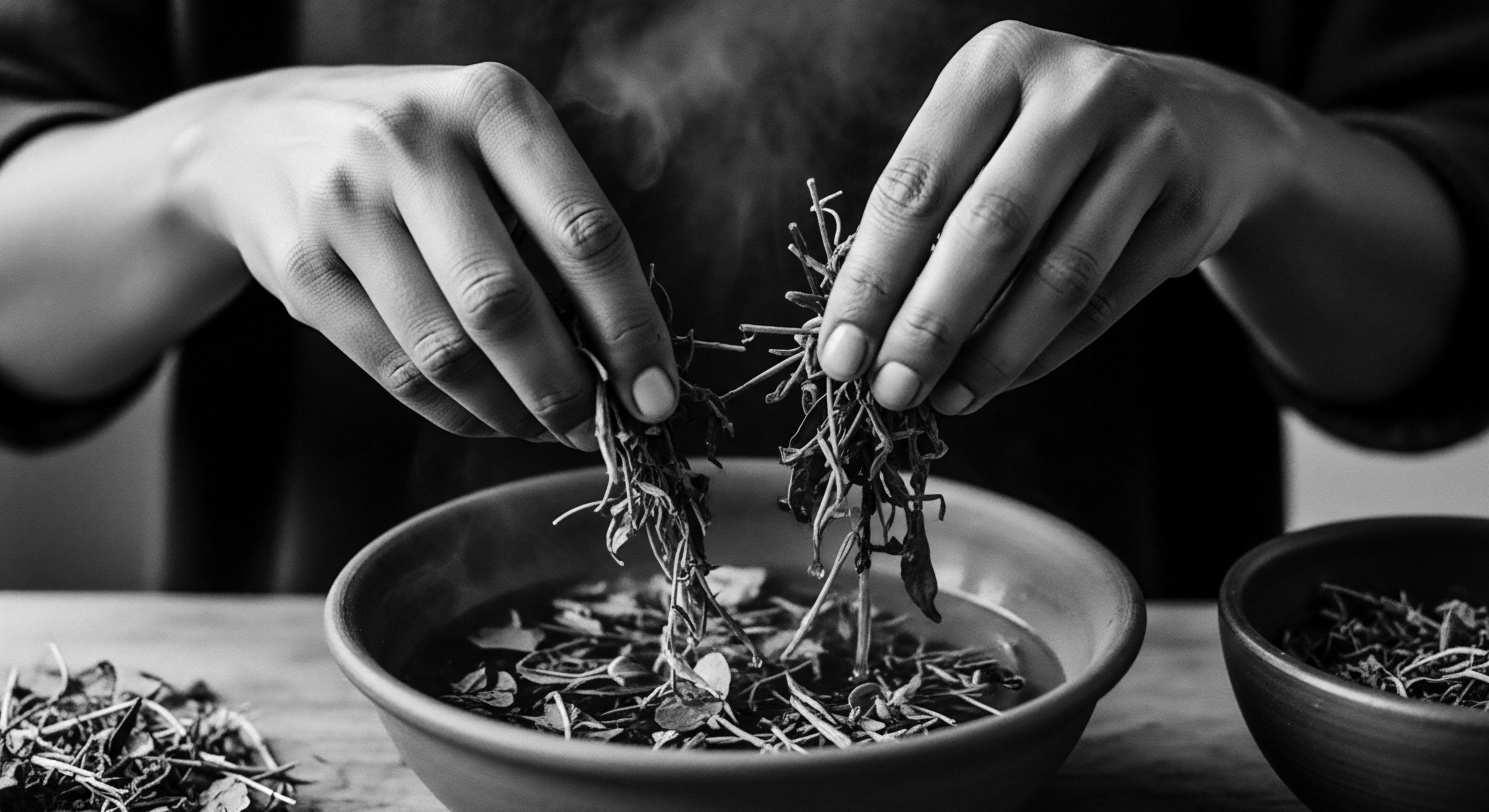Hands Preparing Herbal Hair Rinse for Textured Hair Wellness In a ritual steeped in ancestral wisdom, hands infuse botanicals for a nurturing hair rinse, bridging heritage with holistic wellness practices tailored for textured formations. It's about honoring traditions for sustainable, nourishing care and celebrating the intricate beauty of each unique coil.