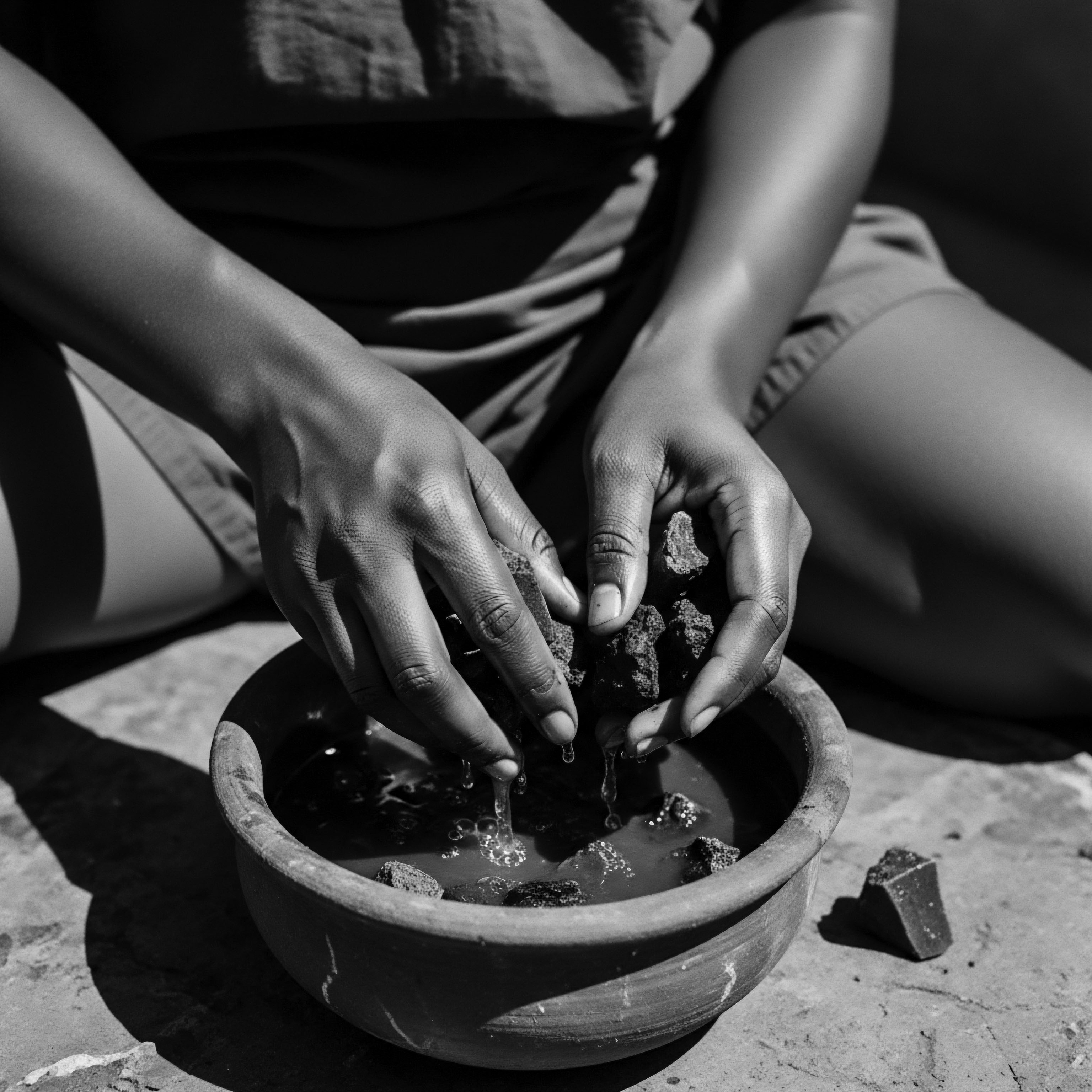 Hands Soaking Clay and Natural Ingredients for Textured Hair Mask Ritual Hands deftly blend earthen clay with water, invoking time-honored methods, nurturing textured hair with the vitality of the land. This ancestral preparation is a testament to traditional knowledge, offering deep hydration and fortifying coils with natural micronutrients.