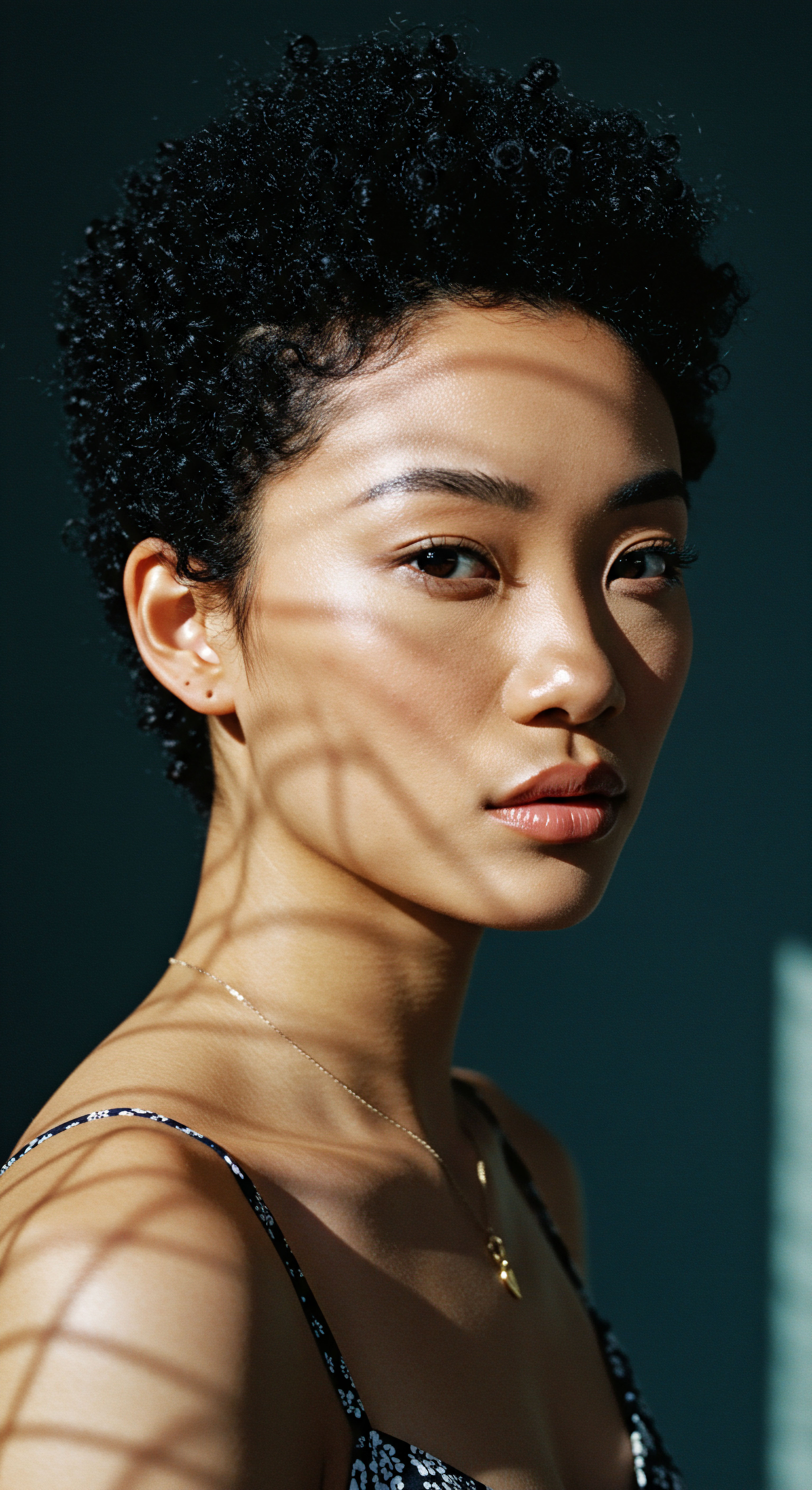 Honoring Ancestral Patterns Enhancing Natural Black and Mixed-Race Textured Hair This captivating portrait spotlights luminous black coils, showcasing expert hair elasticity and crucial moisture retention for vibrant texture. It exemplifies dedicated scalp care, strategic styling for defined patterns, and embodies profound ancestral hair care practices, honoring mixed-race hair heritage.