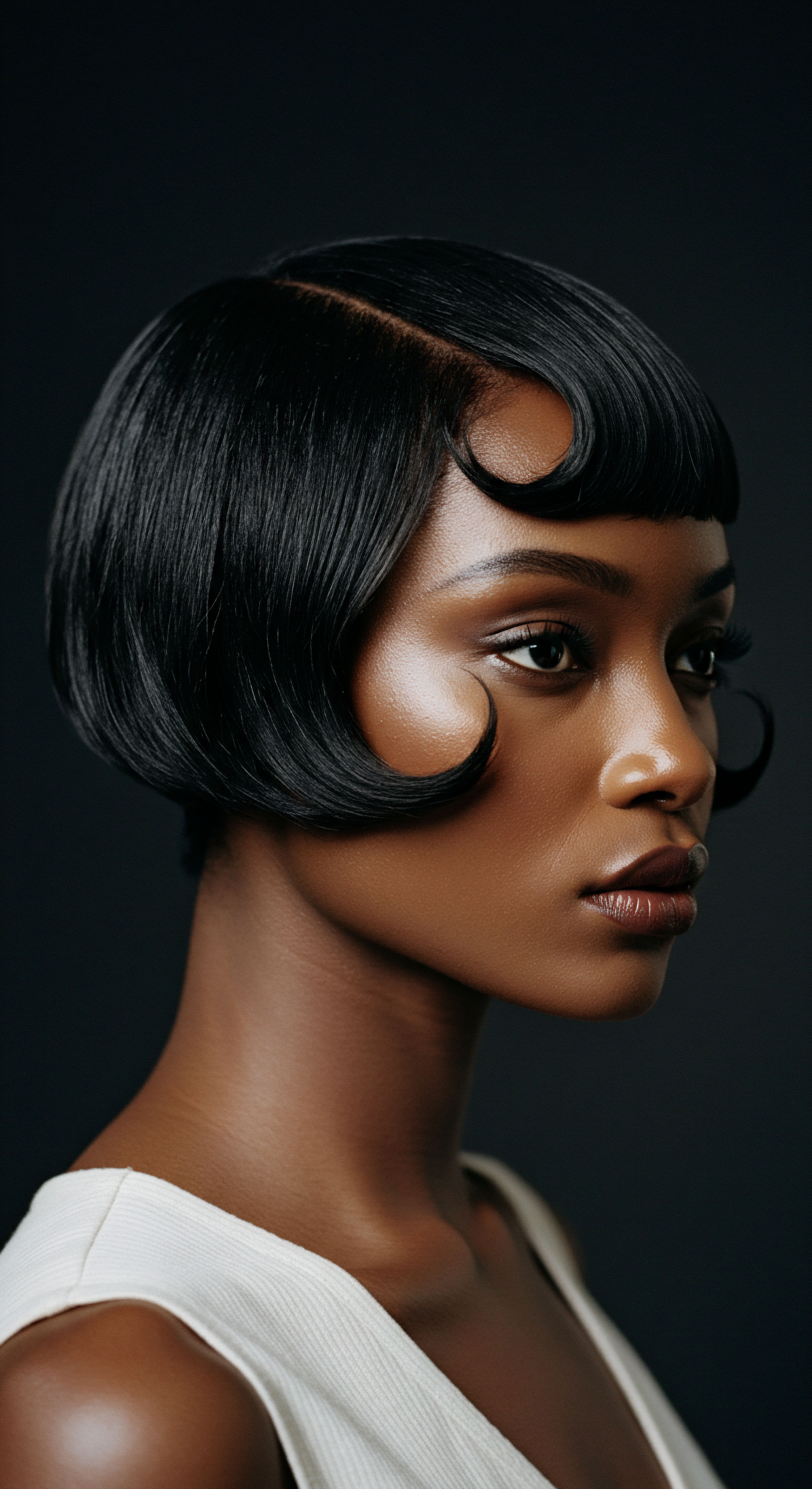Mastered Sculptural Black Hair Waving Artistic Styling Techniques This stunning visual highlights elegant Black hair featuring precisely sculpted S-patterns. The flawless, high-shine finish reflects superior product absorption and dedicated hair care, ensuring deep hydration. It showcases sophisticated heritage styling for modern textured hair, celebrating masterful pattern definition and strand integrity.