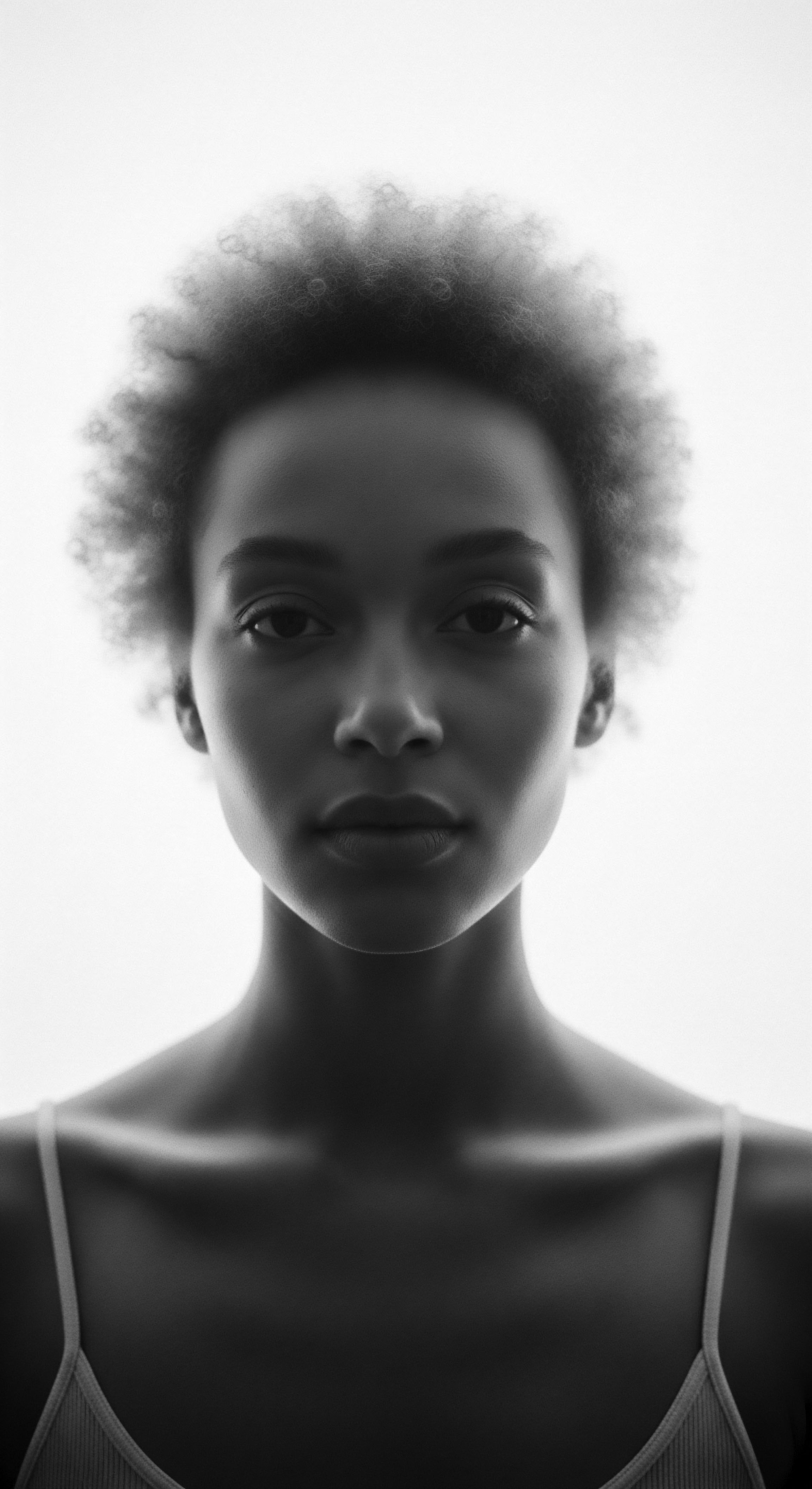 Monochromatic Portrait of Woman with Afro Emphasizing Natural Textured Hair Forms This monochromatic portrait elevates textured hair, highlighting the beauty in tightly coiled strands and shadows that reveal heritage. The image calls for introspection about self-care rituals rooted in Black Hair Traditions, and the expression of self through distinct natural formations.