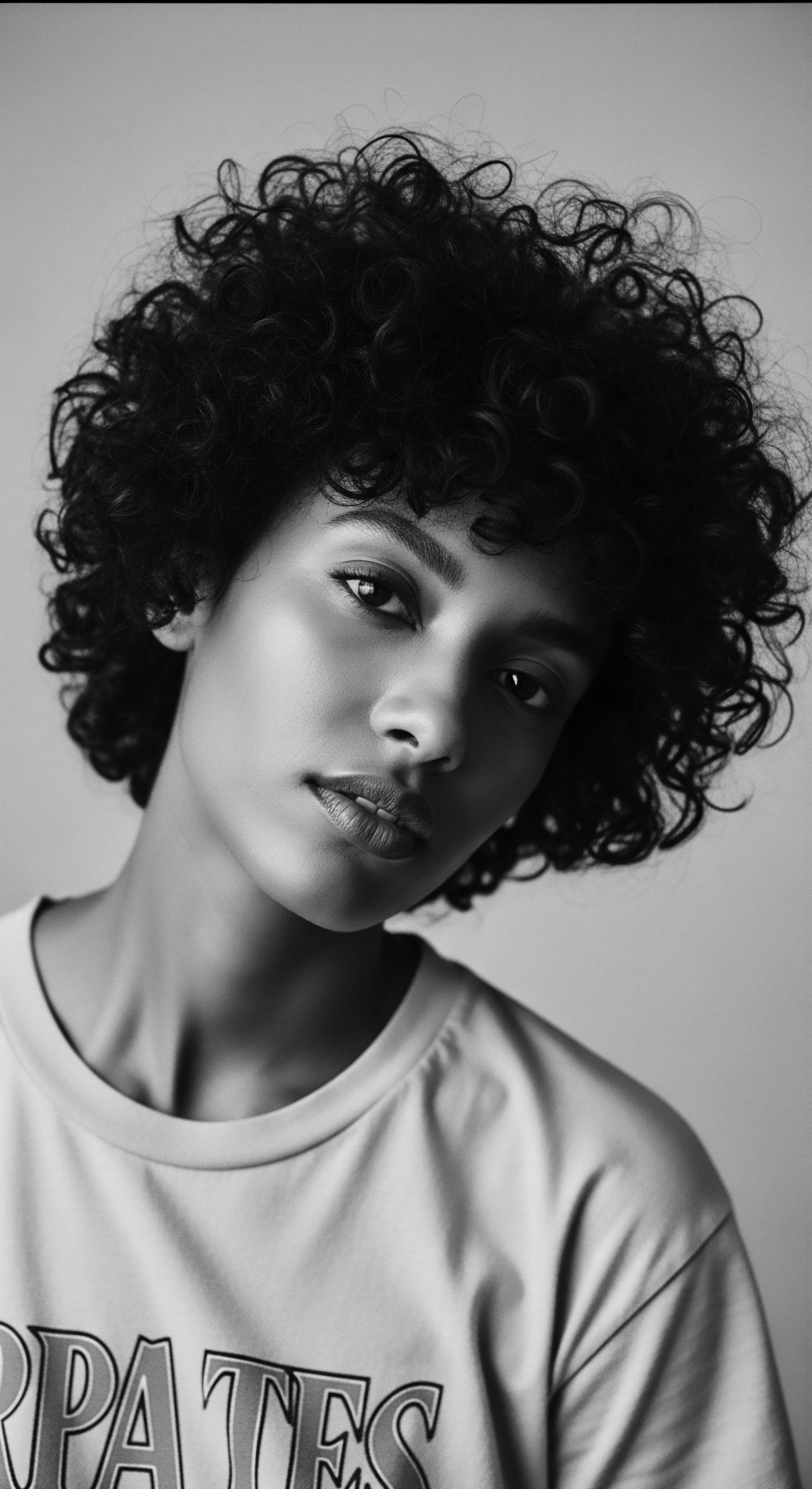 Monochrome Portrait of Woman Displaying Natural Black Coiled Hair Texture The portrait celebrates natural coiled hair texture as a symbol of ancestral pride and self-expression. The woman's gaze, combined with the tonal range, draws the viewer into a contemplative space, reflecting on identity and the embrace of heritage through holistic textured hair care practices.