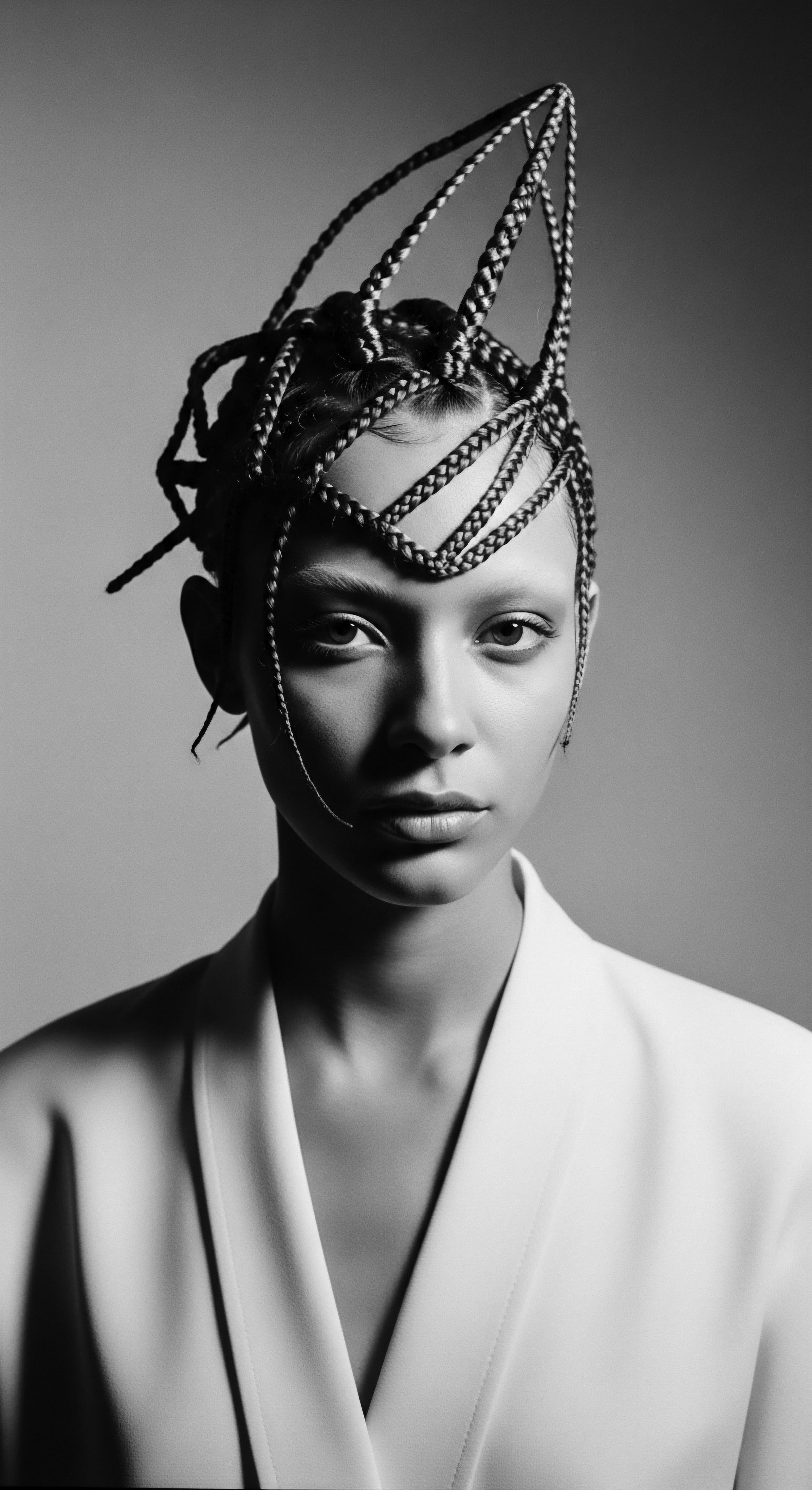 Monochrome Portrait Woman Braided Crown Hairstyle Afro Textured Hair Heritage This evocative monochrome study honors ancestral braiding artistry, showcasing a woman adorned with a braided crown that beautifully celebrates her afro textured hair and cultural heritage, while demonstrating masterful hair manipulation techniques that have been passed down through generations, for expressive styling.