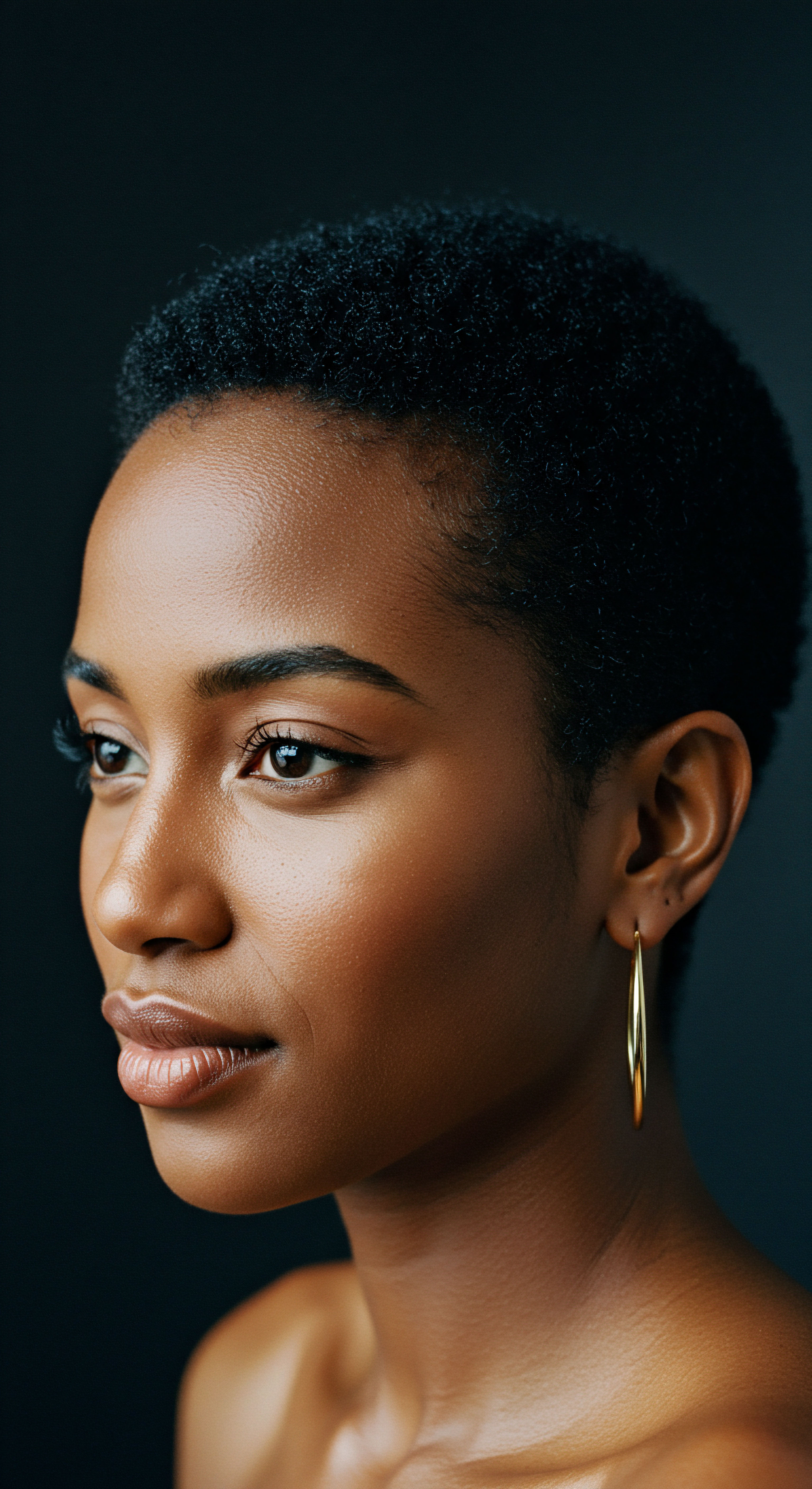 Optimal Coily Hair Care Enhancing Natural Hair Texture And Styling Heritage A radiant profile exhibits stunning Black Textured Hair, showcasing its intricate coily pattern. Emphasizing diligent Care for optimal scalp health and deep hydration, this vision connects with ancestral Hair Heritage and natural Styling for superior pattern definition.