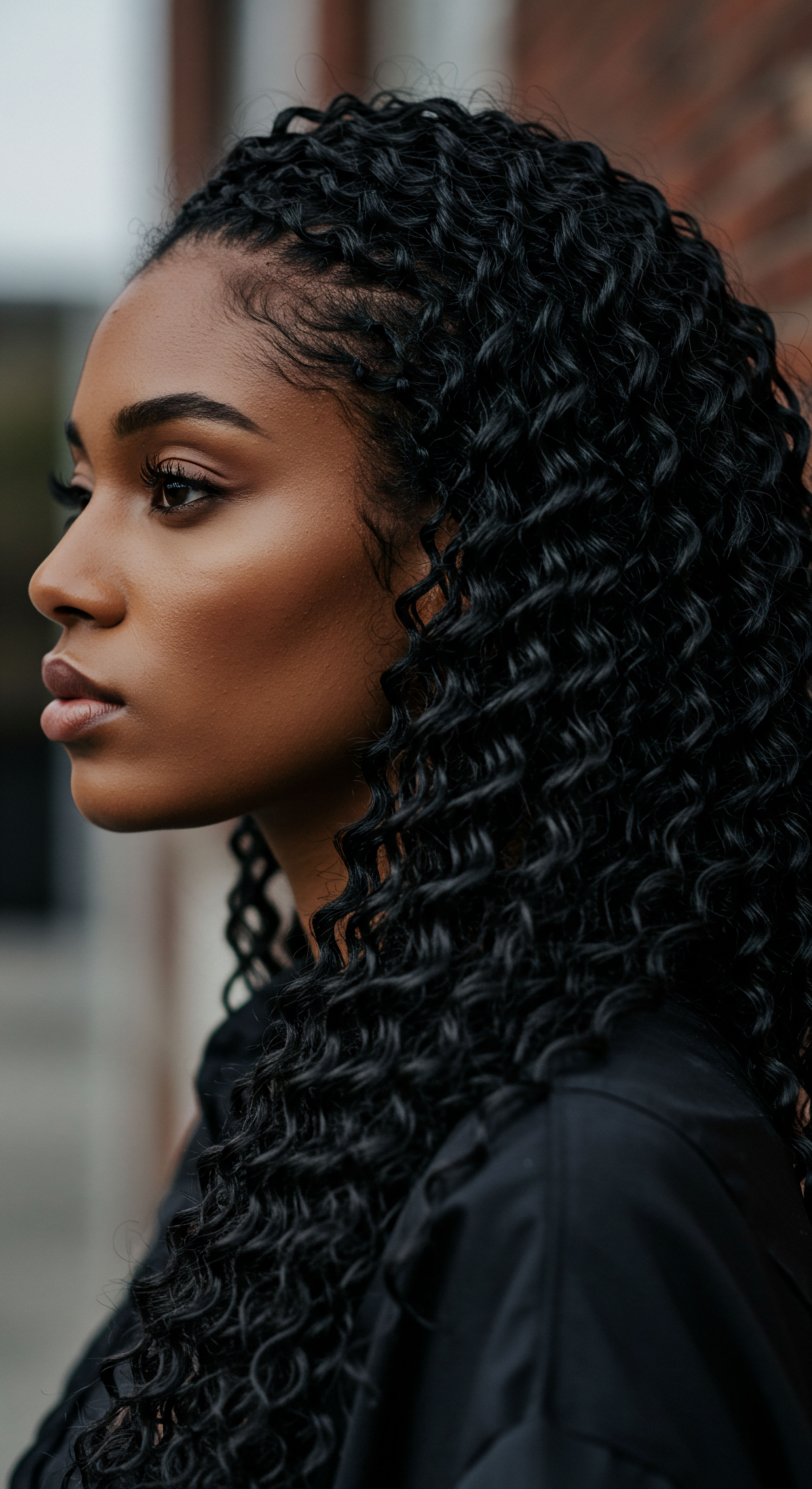 Optimal Definition for Coily Patterns Hydrated Fiber and Heritage Styling Captivating profile showcases exquisite coily patterns, highlighting robust natural texture and remarkable fiber integrity. Ancestral braids provide precise protective styling, honoring Afro-textured hair heritage. Optimal moisture retention and vibrant pattern definition underscore comprehensive care for ultimate hair resilience.