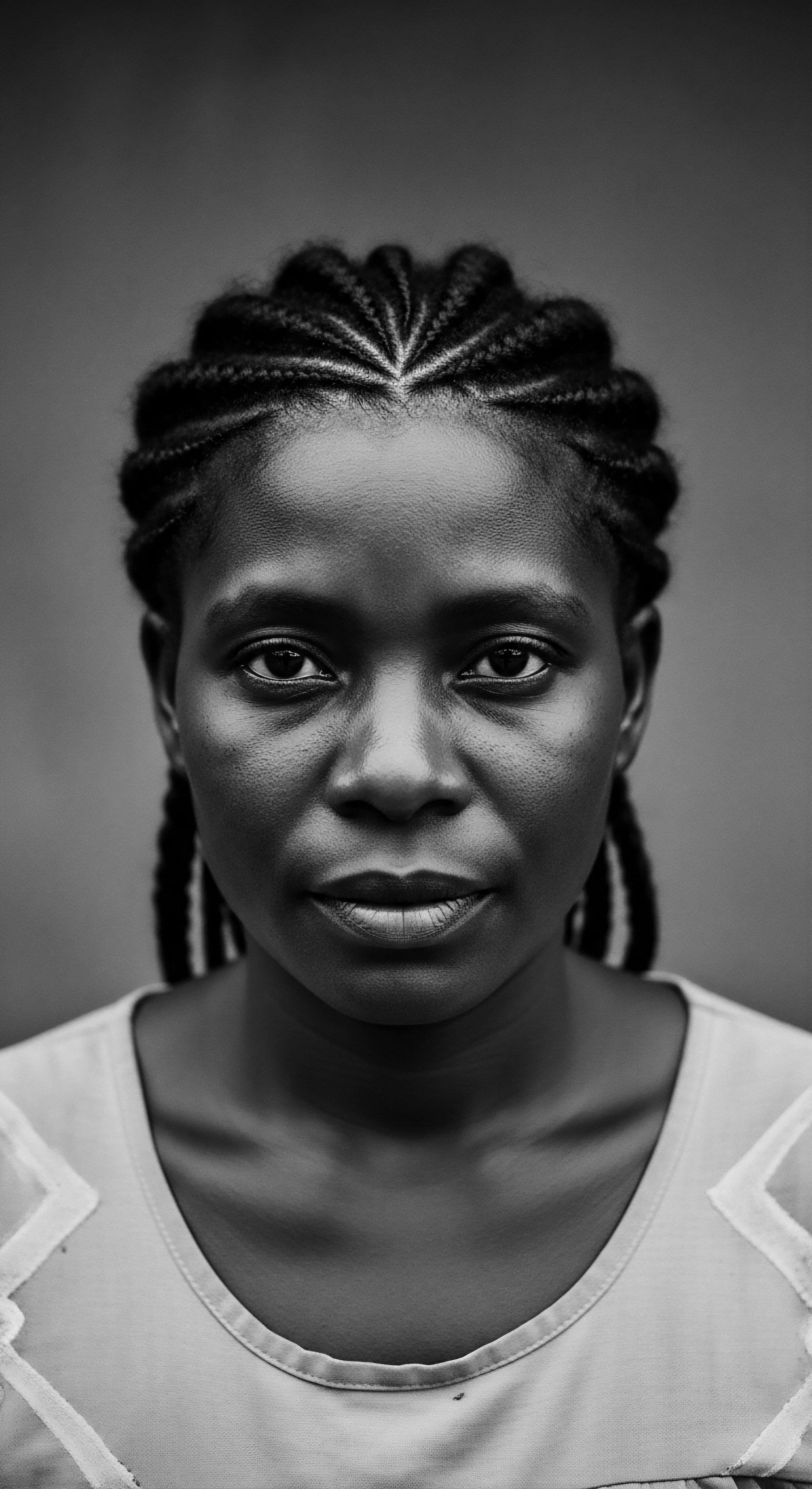 Portrait of Woman with Fulani Braids Ancestral Black Hair Styling This poignant portrait celebrates cultural heritage through meticulous Fulani braiding, a protective style that embodies ancestral wisdom and natural African American hair care expertise. The high-density braids promote sebaceous balance and reflects the enduring beauty standard of textured hair, deeply rooted in tradition.