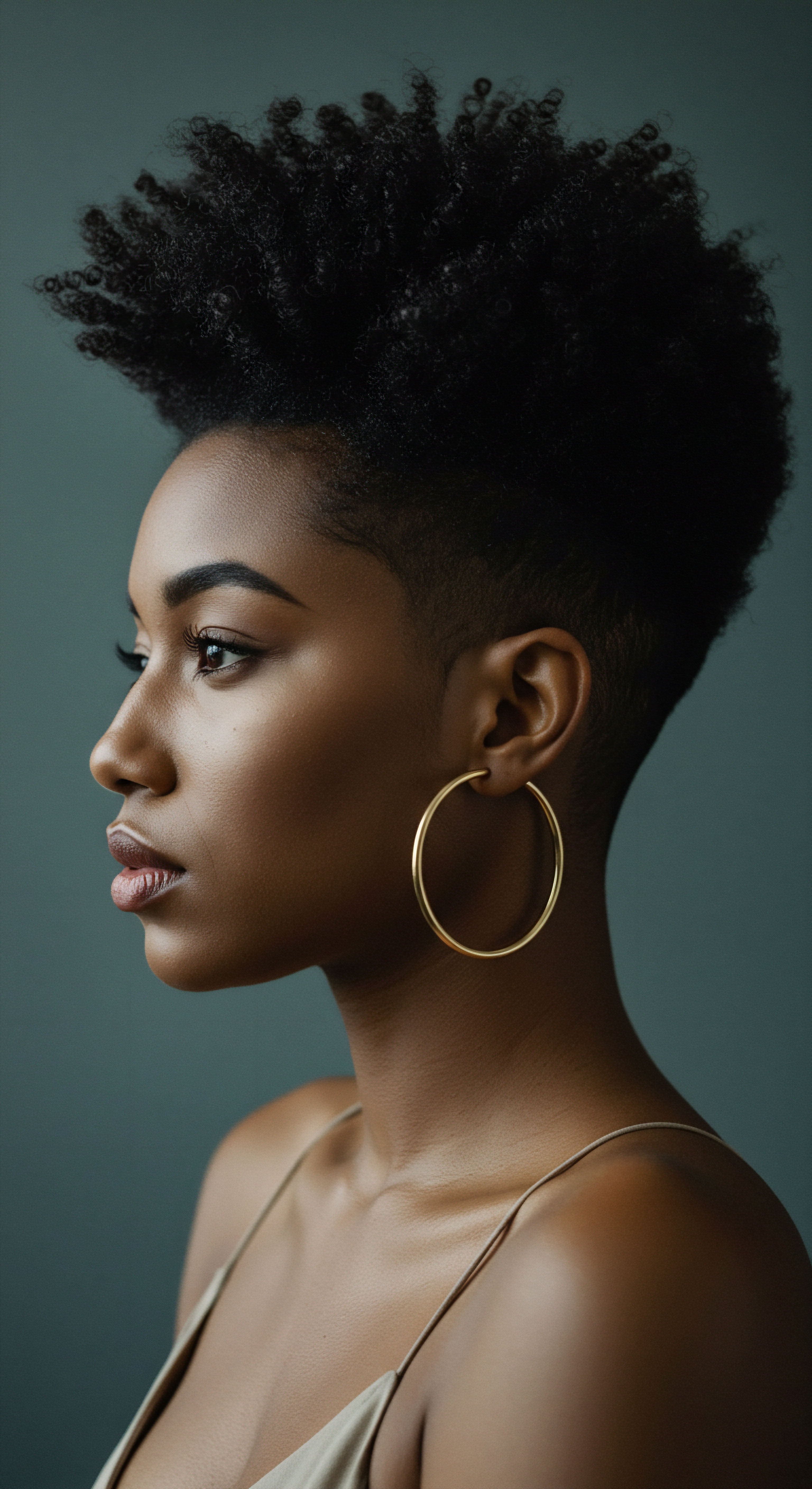 Precision Tapered Afro-Textured Coils Embodying Resilient Heritage Hair Care This captivating side profile displays a precision-tapered cut with magnificent Afro-textured coils, showcasing exemplary pattern definition and superb moisture retention. It deeply embodies Black hair heritage, reflecting dedicated hair care practices for optimal texture longevity and scalp vitality, truly symbolizing sophisticated natural styling.