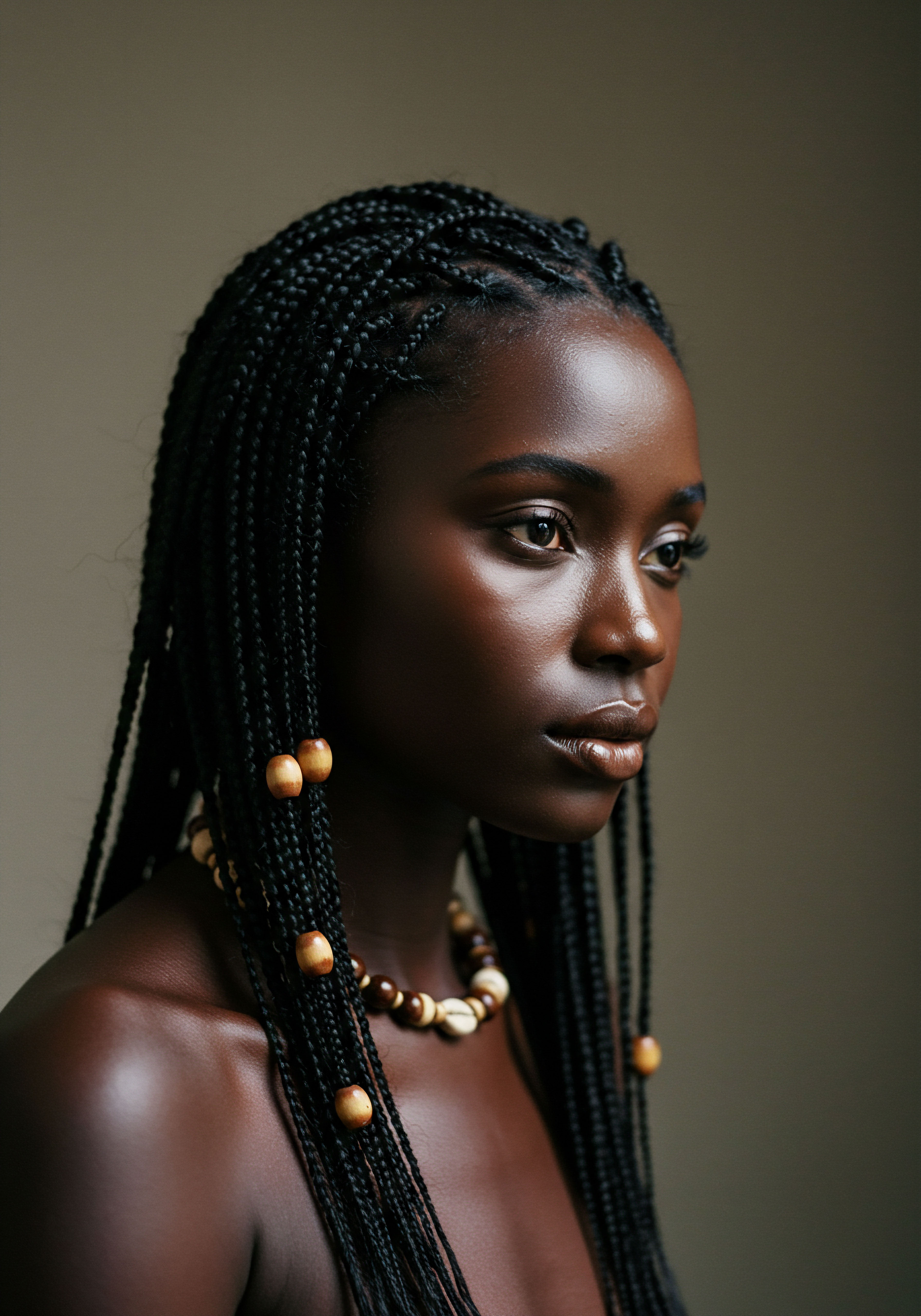 Protective Braiding Showcases Optimal Scalp Health And Hair Integrity A radiant complexion highlights meticulously crafted ancestral box braids. This protective styling choice promotes exceptional scalp wellness and deep moisture sealing, enhancing the natural coily texture. It embodies hair resilience, ensuring robust strand health for length retention, and signifies profound cultural expression.