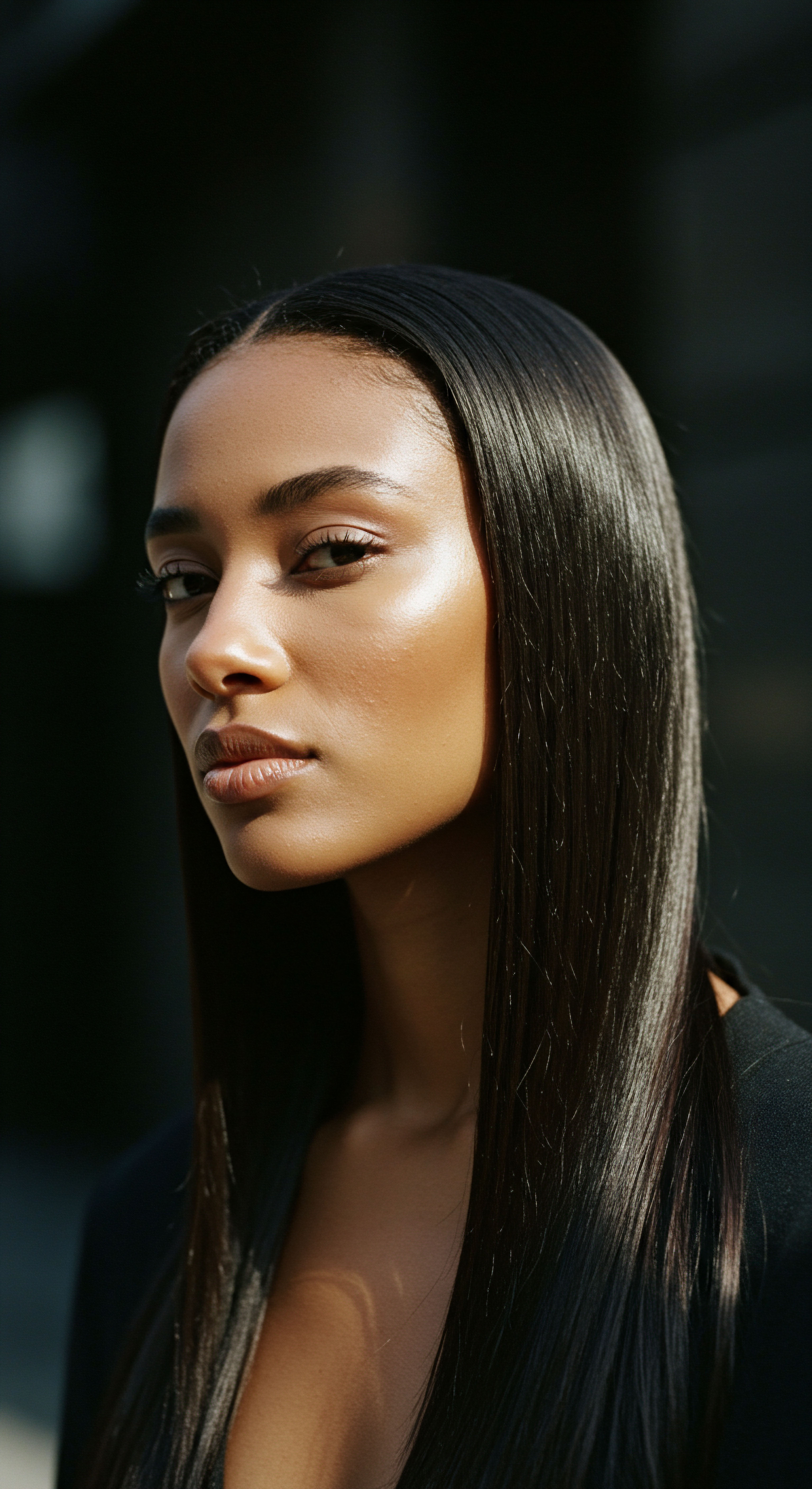 Radiant Mixed Heritage Hair Featuring Sleek Healthy Sheen Thermal Styling Celebrate radiant mixed-race heritage and sophisticated styling with this stunning example of sleek, elongated black hair. Achieved through expert thermal manipulation and a commitment to deep conditioning, this look perfectly embodies high-shine, exceptional hair resilience, and luminous complexion, honoring ancestral beauty practices.