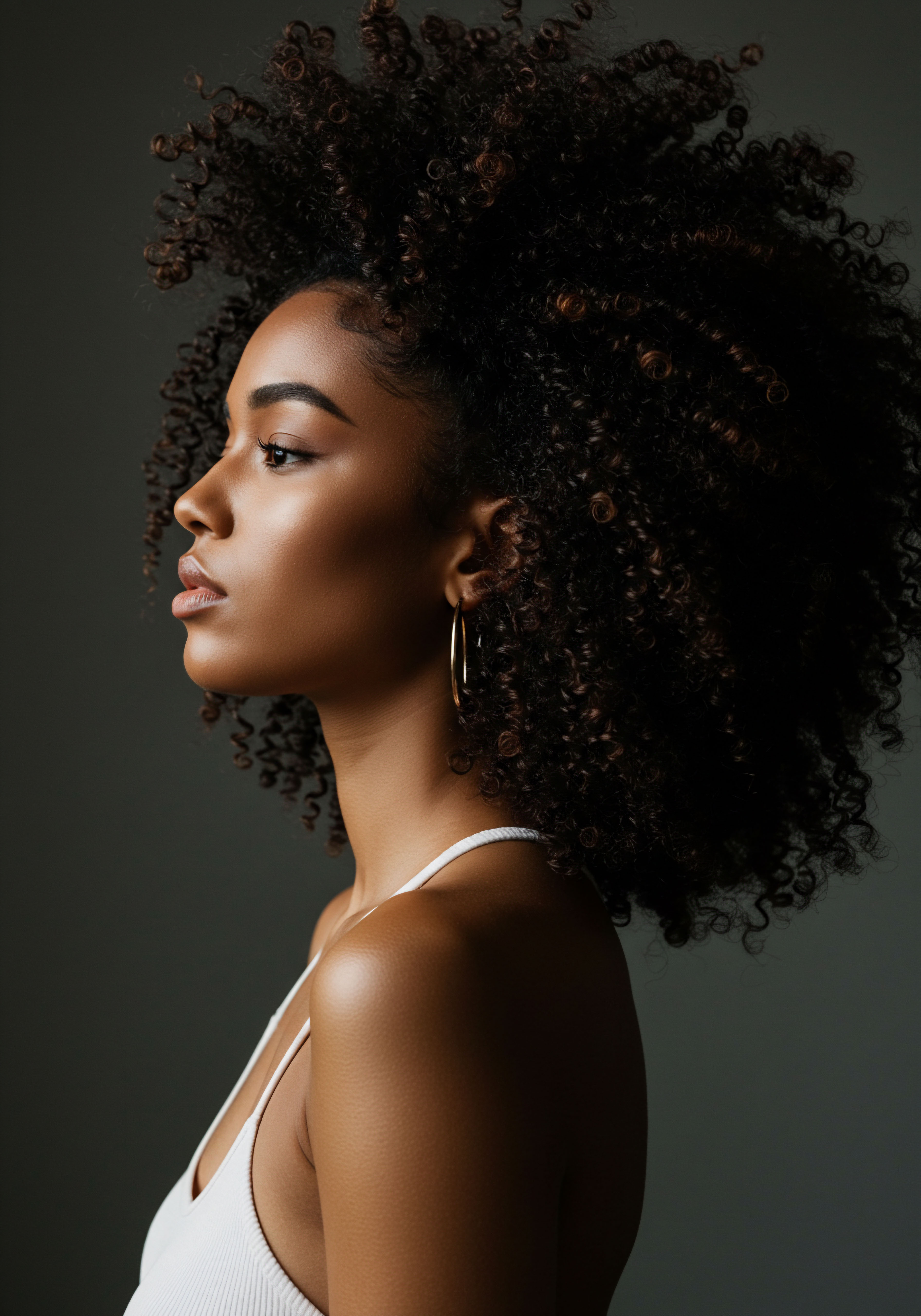 Radiant Profile Showcasing Healthy Coily Patterns And Defined Texture Captivating profile of coily hair with prominent natural patterns showcases deep hydration and vibrant definition. This reflects meticulous textured hair care, promoting scalp health and moisture retention. It honors Black Hair and Mixed-Race Hair heritage, celebrating ancestral beauty through thoughtful styling.
