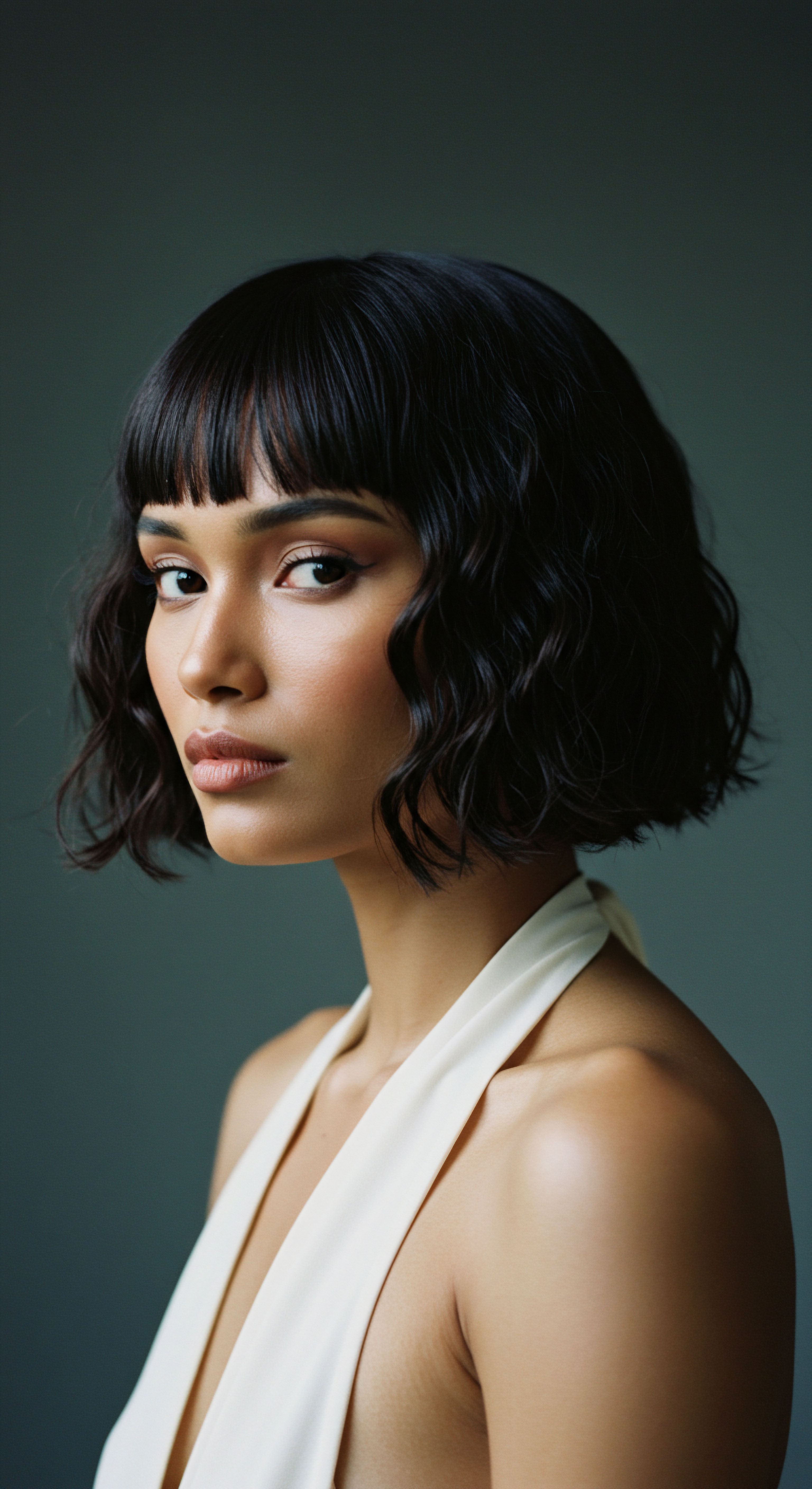 Refining Mixed-Race Hair Patterns Through Intentional Care And Styling This captivating portrait reveals lustrous deep black mixed-race hair with beautifully defined wave patterns and natural spring. The meticulously styled texture embodies diligent care, honoring rich heritage and showcasing optimal scalp health. Its radiant natural resilience and exceptional definition speak volumes about purposeful hair wellness and strand integrity.