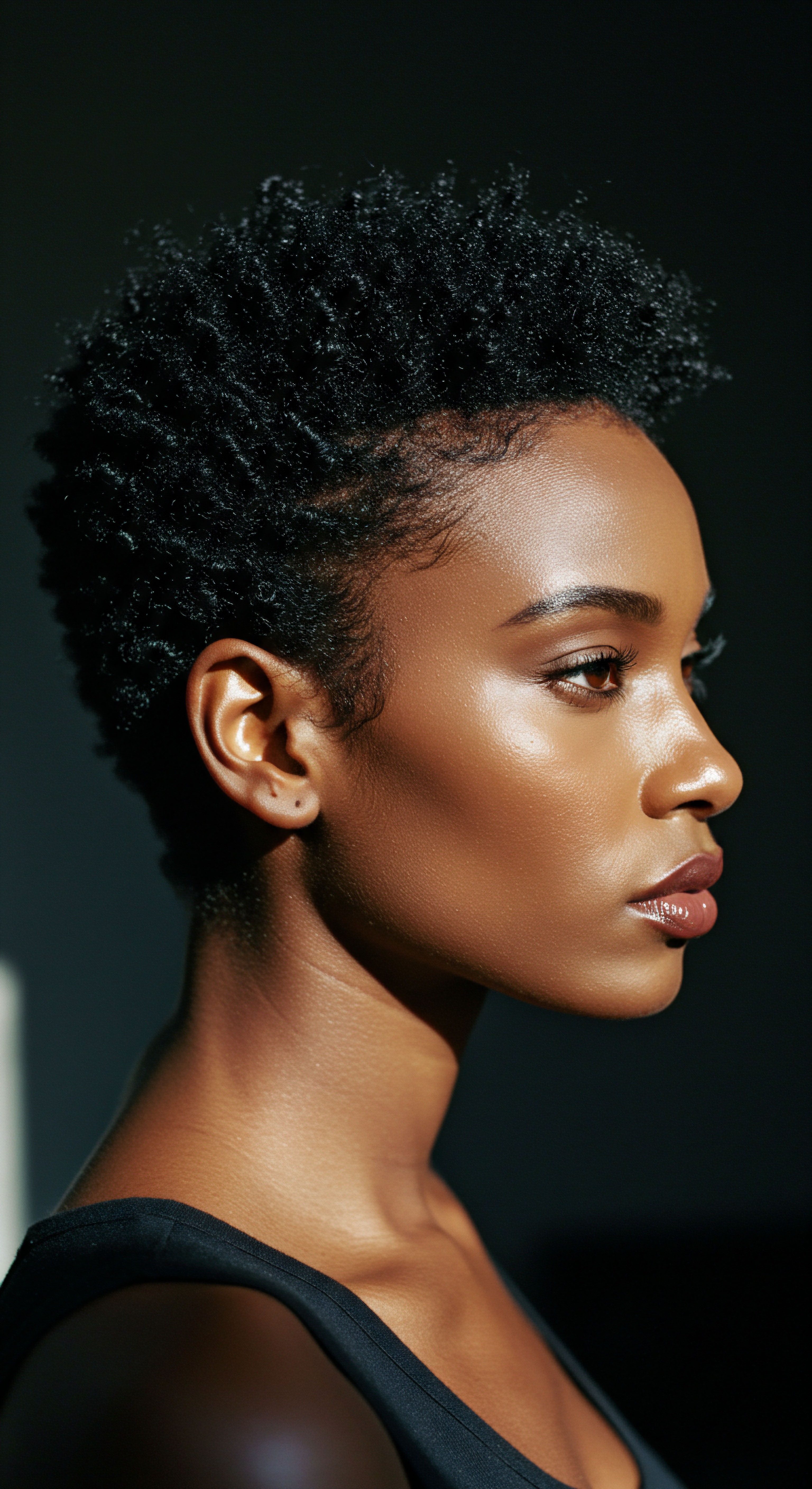 Roothea’s Coily Hair Artistry Showcasing Natural Black Hair Heritage and Stellar Care Embodying natural texture excellence, this radiant portrait showcases intricate coily strands thriving with exceptional scalp health and low-porosity moisture retention. It speaks to a profound Black Hair care journey, celebrating ancestral heritage through expert, high-definition styling that accentuates hair integrity and vibrant dimension.