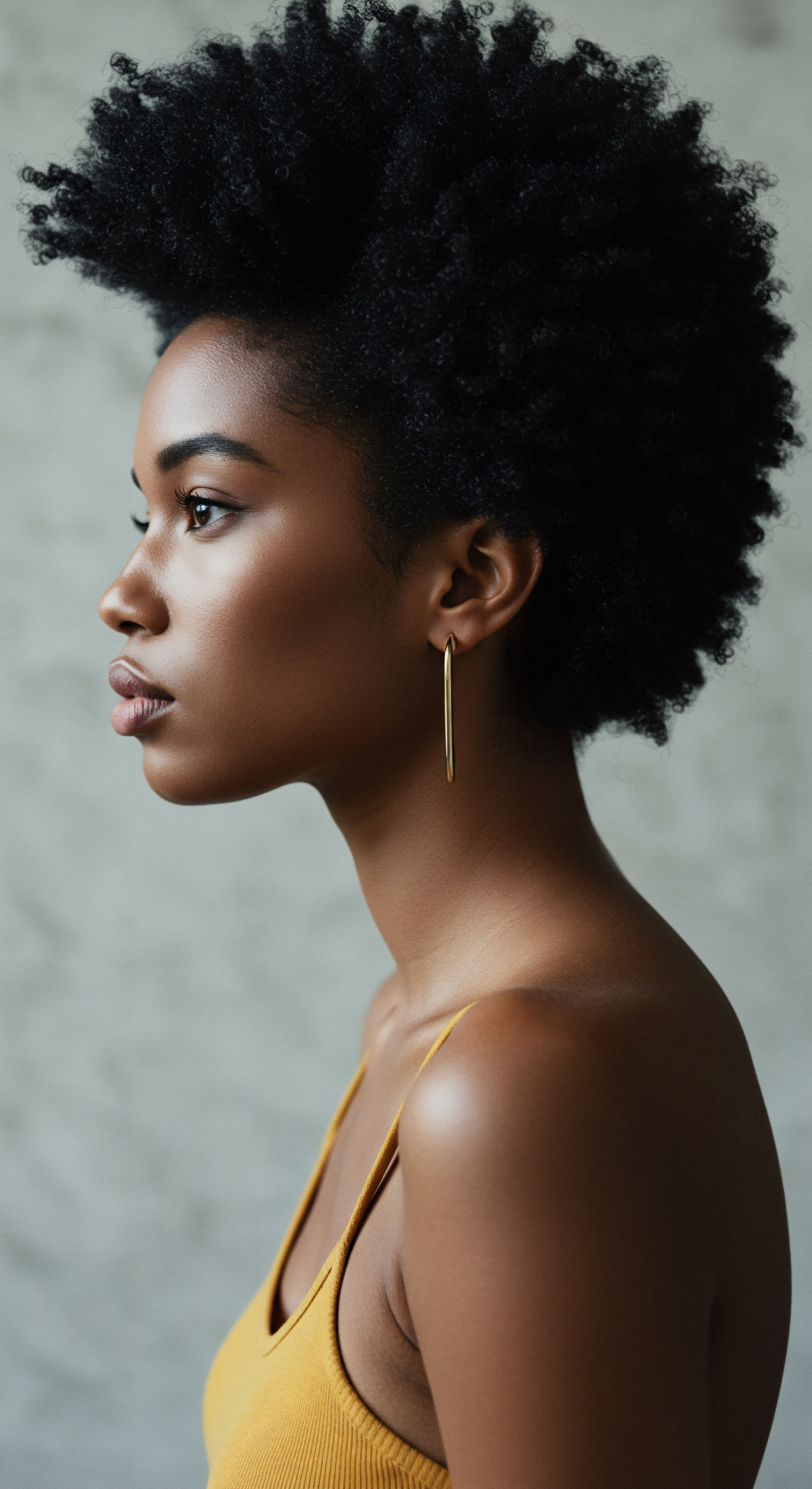 Showcasing Luminous High-Density Afro-Textured Coily Hair Health This captivating profile embodies authentic Afro-textured hair, highlighting its high-density, kinky spirals and deep brown pigment. Showcasing pristine health from meticulous moisture retention, it celebrates intentional low-porosity care. This imagery resonates with rich ancestral hair heritage and refined natural styling, empowering confident textured hair expression.