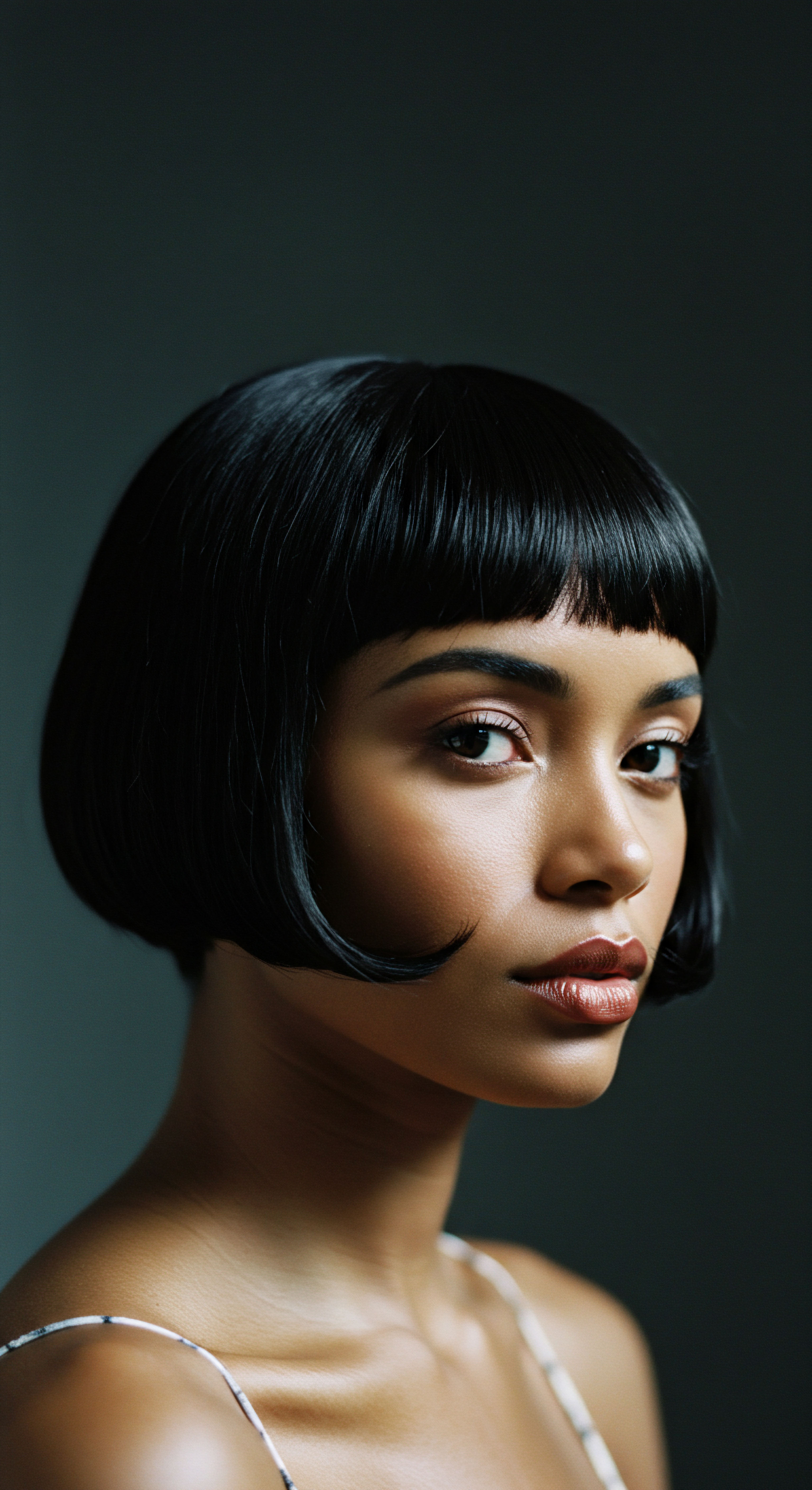 Sleek Bob Hair Form Gloss Advanced Styling for Mixed-Race Textures Witness Black Hair artistry in this sleek, precision-cut blunt bob. Its exceptional gloss and structural integrity are born from advanced heat-styling and diligent care. This hair form beautifully enhances Mixed-Race textures, celebrating heritage and showcasing superior manageability.