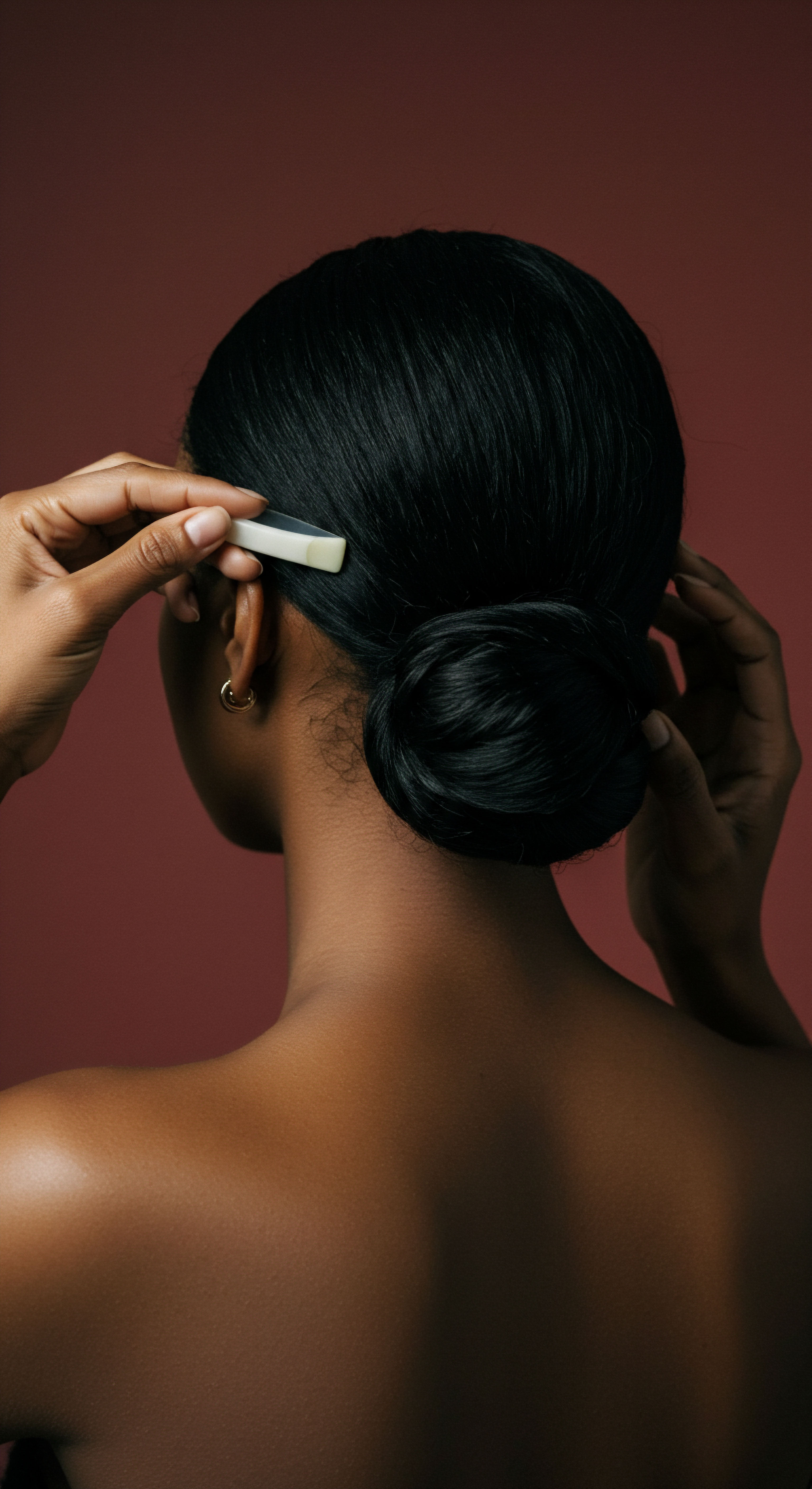 Sleek Low Manipulation Styling For Black Hair Health And Heritage Aesthetics Embrace the legacy of heritage hair with a sleek low manipulation style, a testament to ancestral grooming wisdom. This polished protective updo, created with meticulous tension-free styling and specialized tools, ensures deep moisture retention and optimal strand alignment. It's an elegant statement, promoting overall scalp well-being and enduring textured hair health.