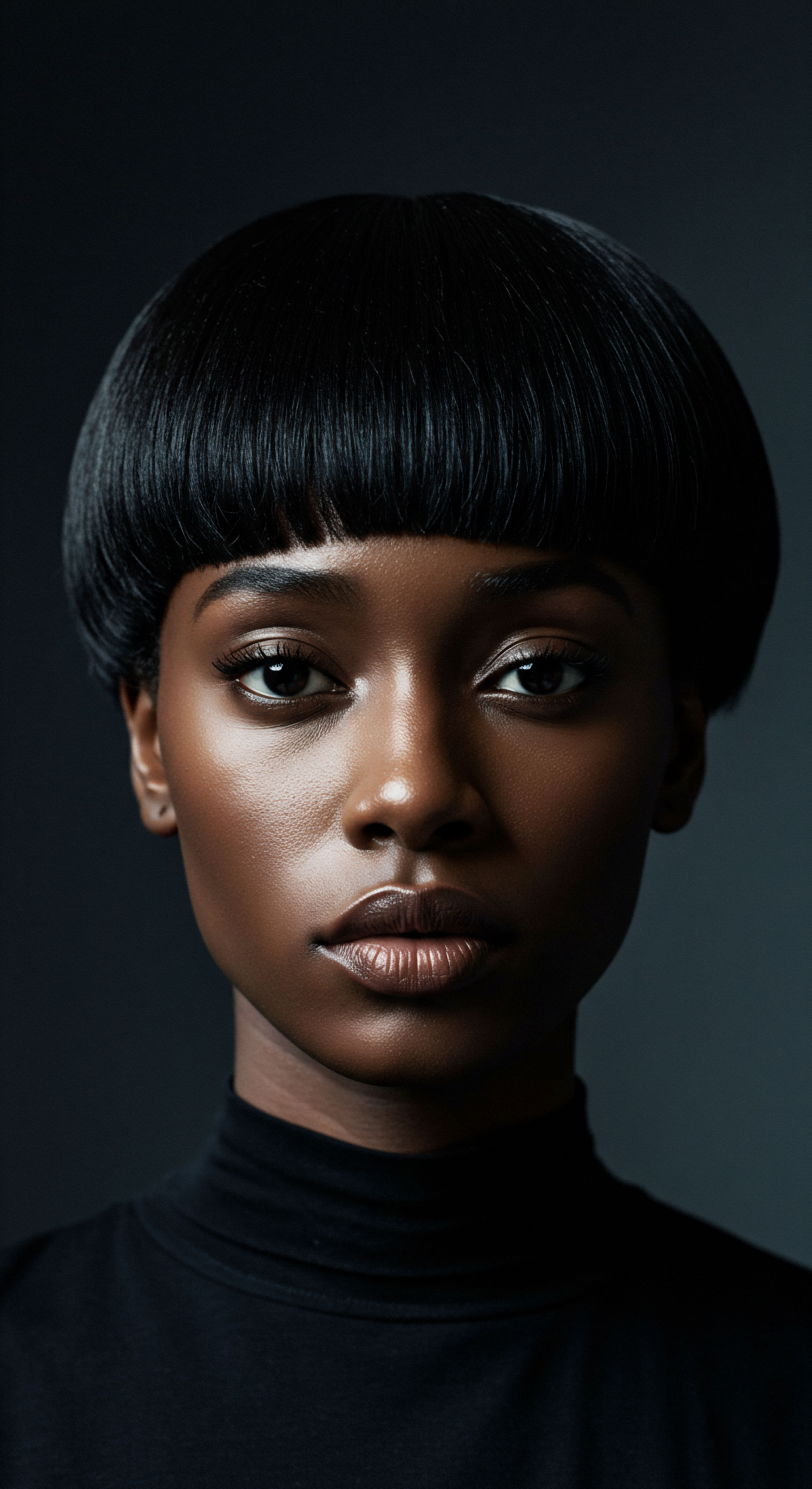 Striking Low Porosity Black Hair Featuring Precise Sculptural Styling Celebrating refined textured hair artistry, a precise, high-gloss style showcases the beauty of resilient low porosity black hair. This meticulously shaped pattern, achieved through expert styling and dedicated hair care, accentuates radiant skin and a powerful connection to heritage. True sculptural elegance.