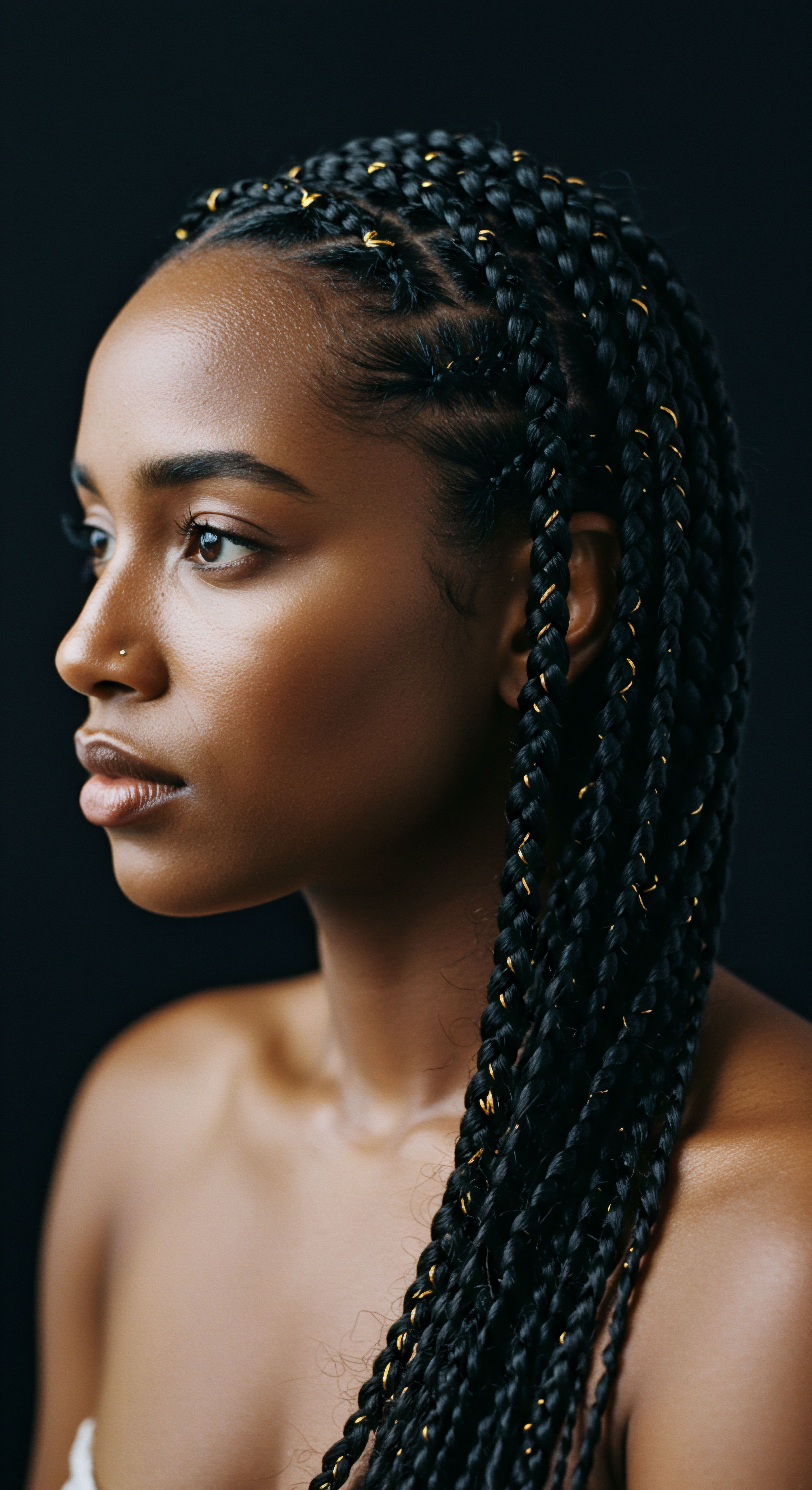 Textured Hair Braids Exhibit Heritage Identity And Optimal Care Black textured hair's intricate protective braids showcase heritage. This ancestral styling employs meticulous fiber care for optimal scalp health, ensuring moisture retention and intrinsic hair strength. A purposeful cultural adornment.