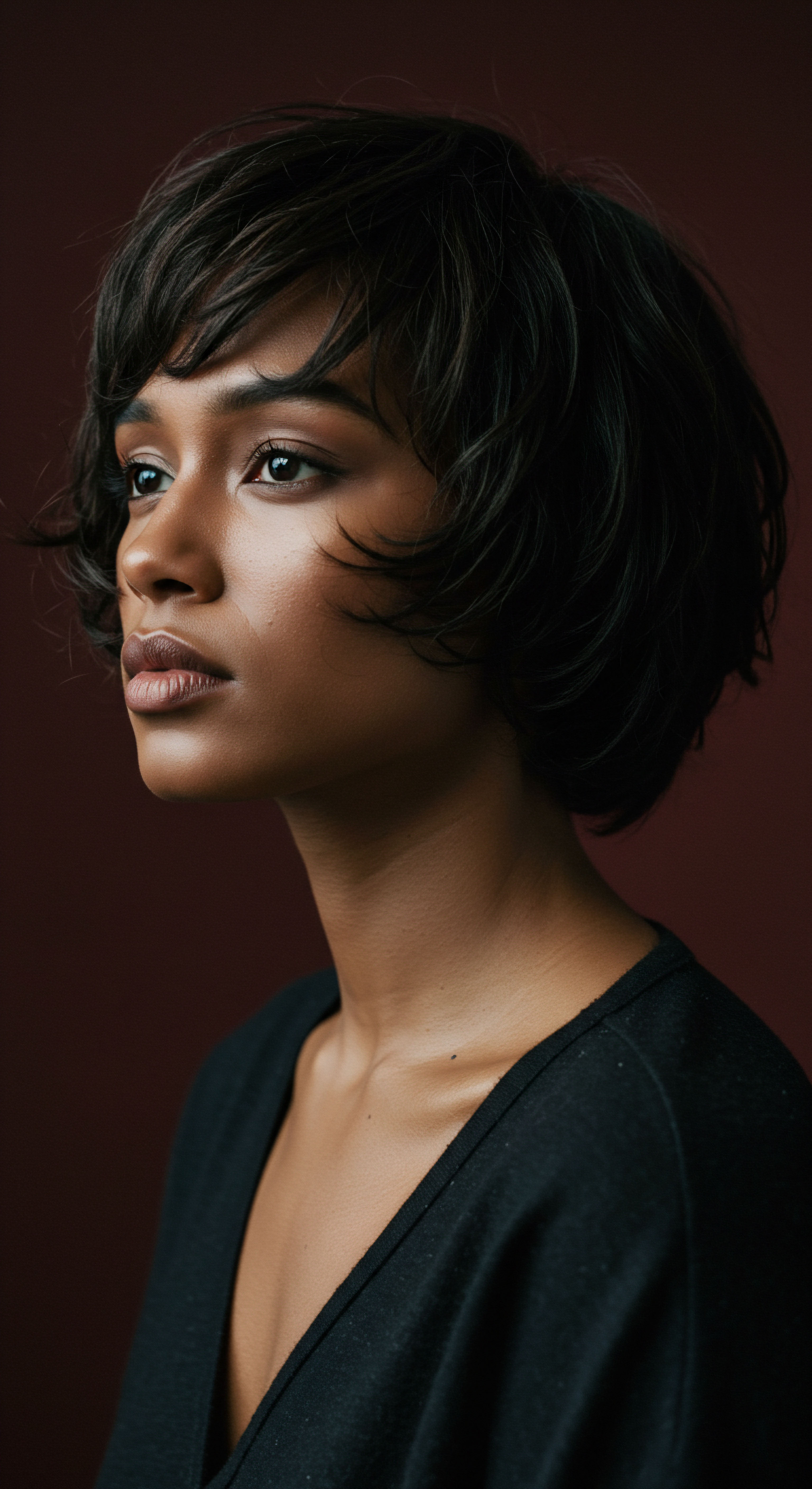 Textured Hair Definition Promoting Strand Hydration and Natural Beauty This portrait showcases intricate texture of dark, resilient hair. Its natural pattern boasts superb hydration retention and optimal moisture balance, reflecting meticulous hair care. Healthy strands and purposeful styling techniques honor rich hair heritage and authentic self-expression.