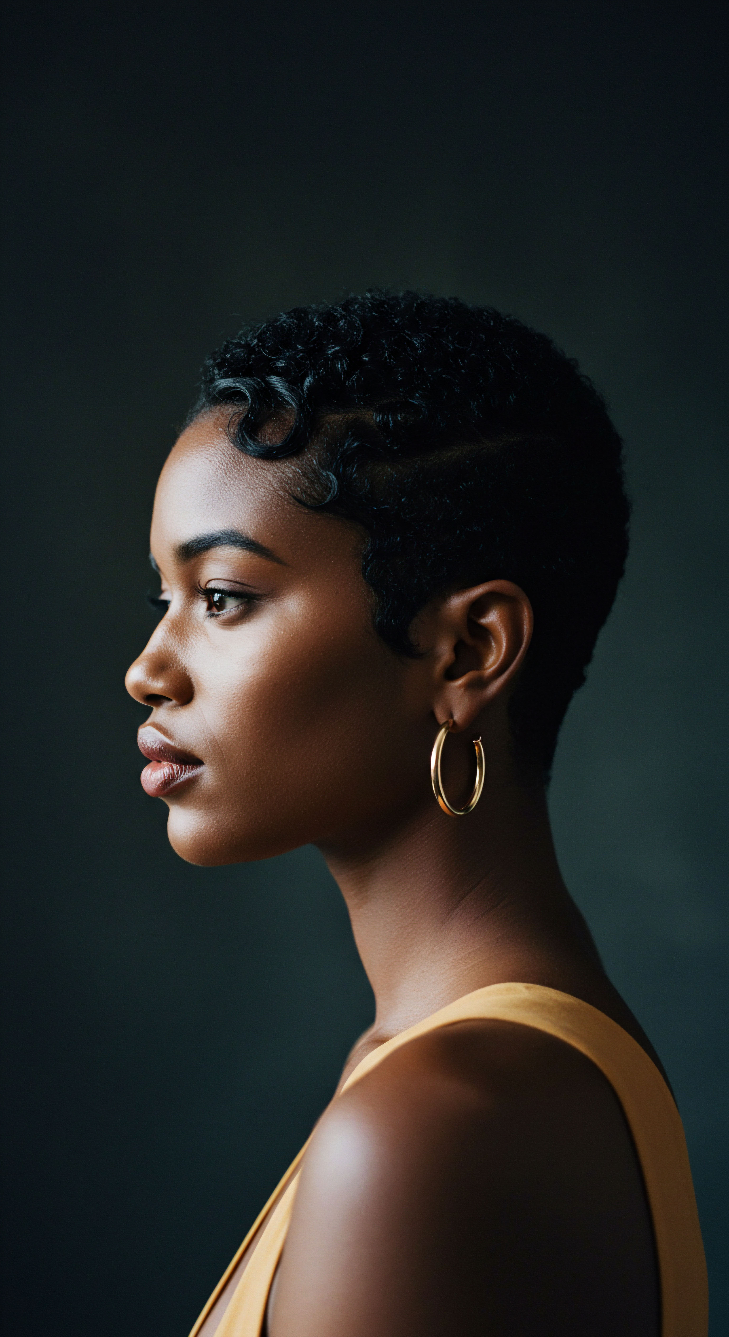 Timeless Sculpted Finger Wave Hair Pattern Precision and Definition A radiant profile captures the precise artistry of sculpted finger waves, demonstrating impeccable pattern definition on dark, lustrous textured hair. This image celebrates advanced hair care through optimal hydration and showcases expert styling techniques that honor Black hair heritage and achieve lasting coil form.
