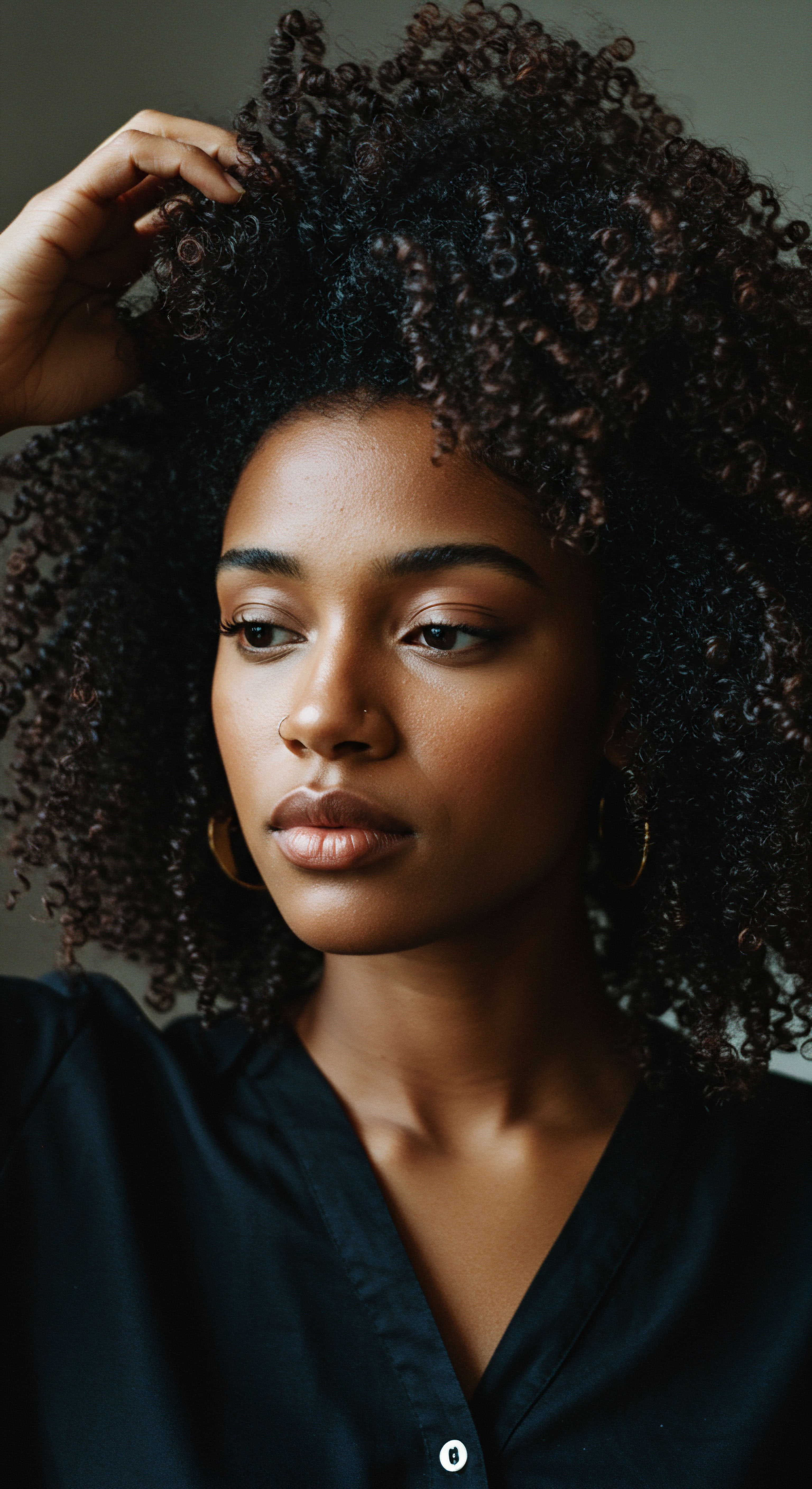 Voluminous Defined Spirals Celebrating Textured Hair Heritage And Potent Care Witness the radiant expression of a woman with vibrant, dark spring patterns, expertly fluffed for maximum volume and profound definition. This portrayal of stunning natural hair highlights the beauty of inherent texture, exceptional moisture retention, and thoughtful styling—a testament to powerful care and rich mixed-race heritage.