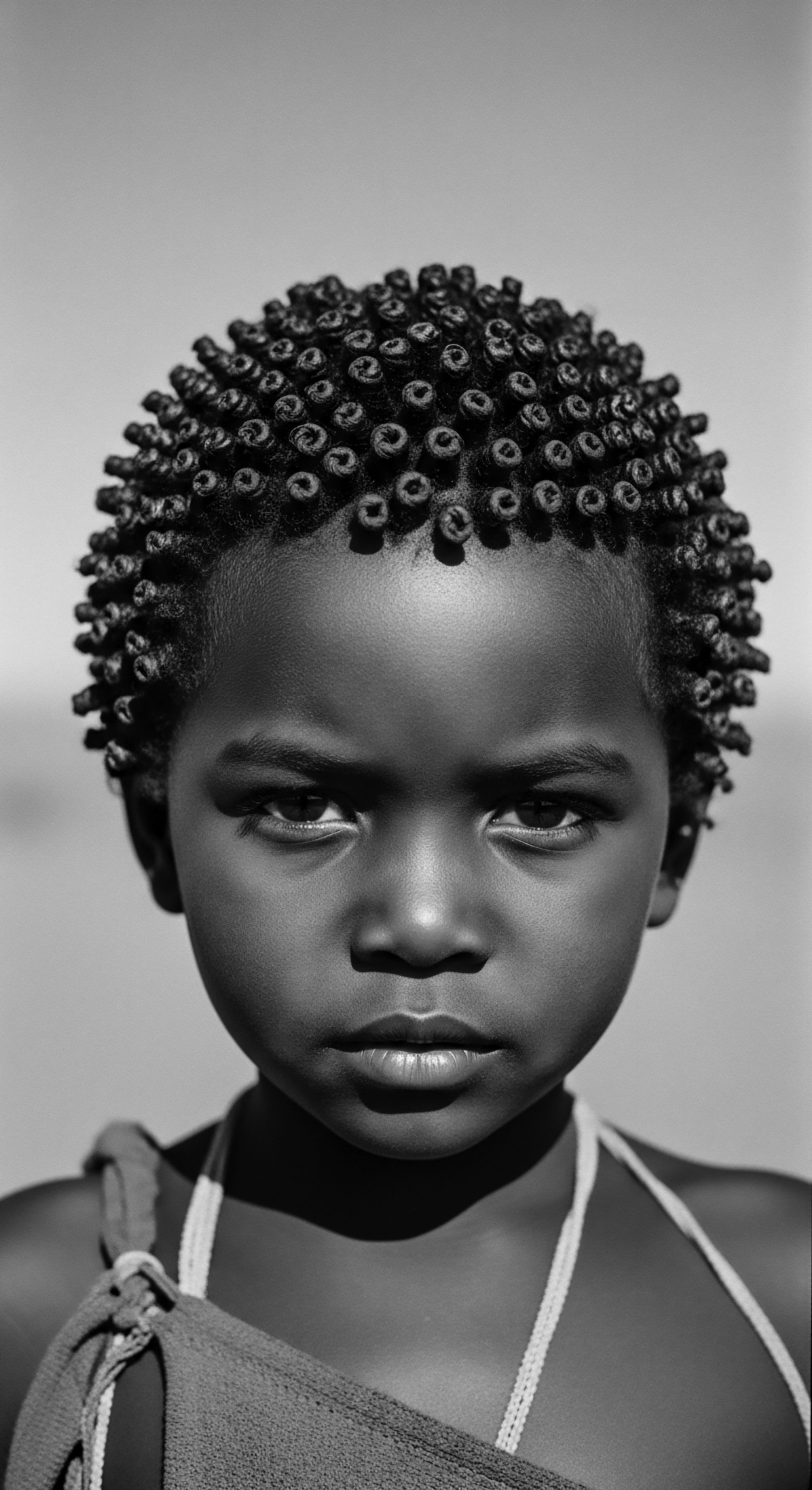 Young Girl with Spiraled Textured Hair a Portrait of Cultural Identity In monochrome, a child’s textured spirals, each coil a testament to heritage, invite contemplation on identity and beauty. This striking portrait embodies resilience and honors hair traditions as an expressive art form, reflecting the ancestral narratives woven into Black hair culture.